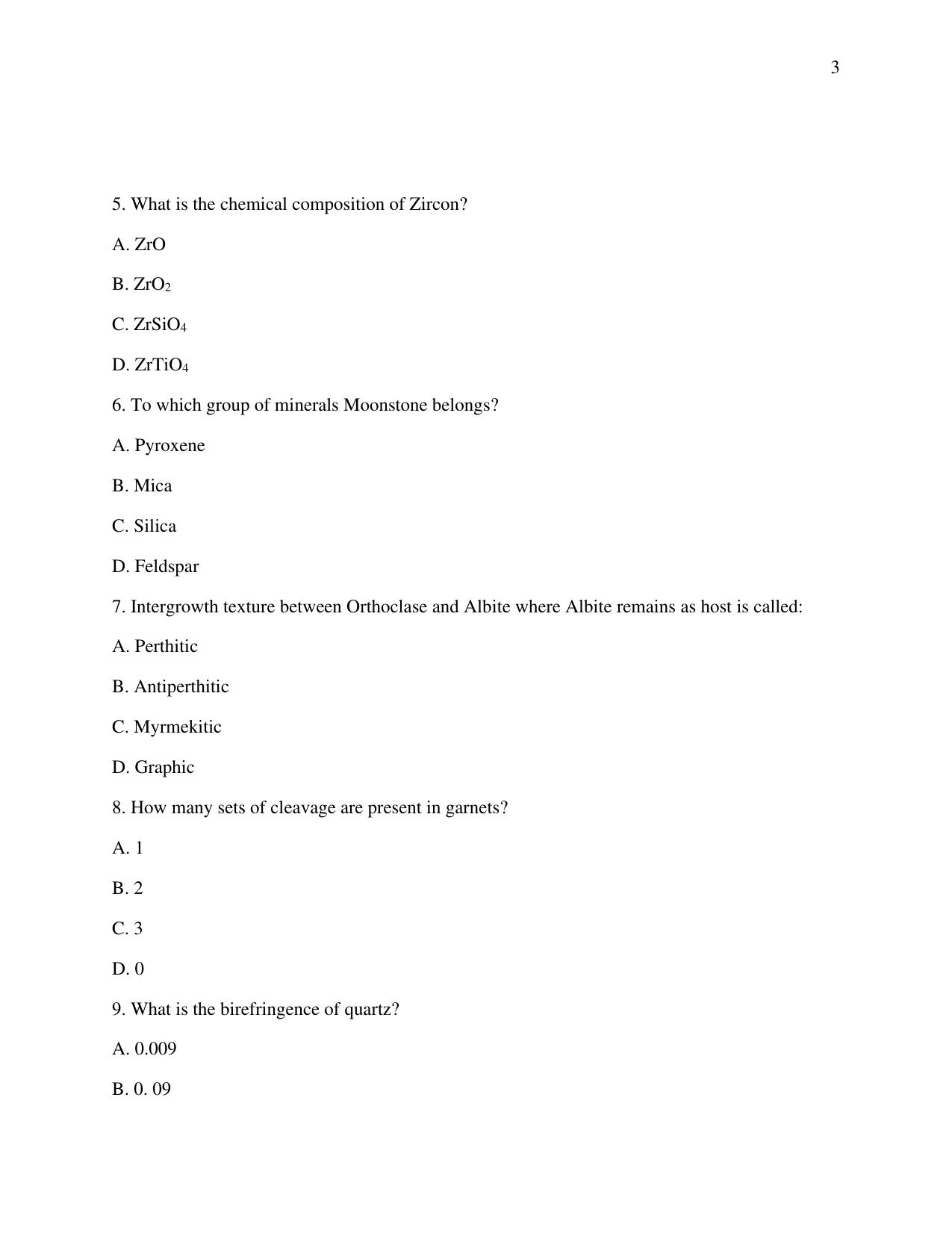 Odisha CPET 2021 GEOLOGY Question Paper - Page 3