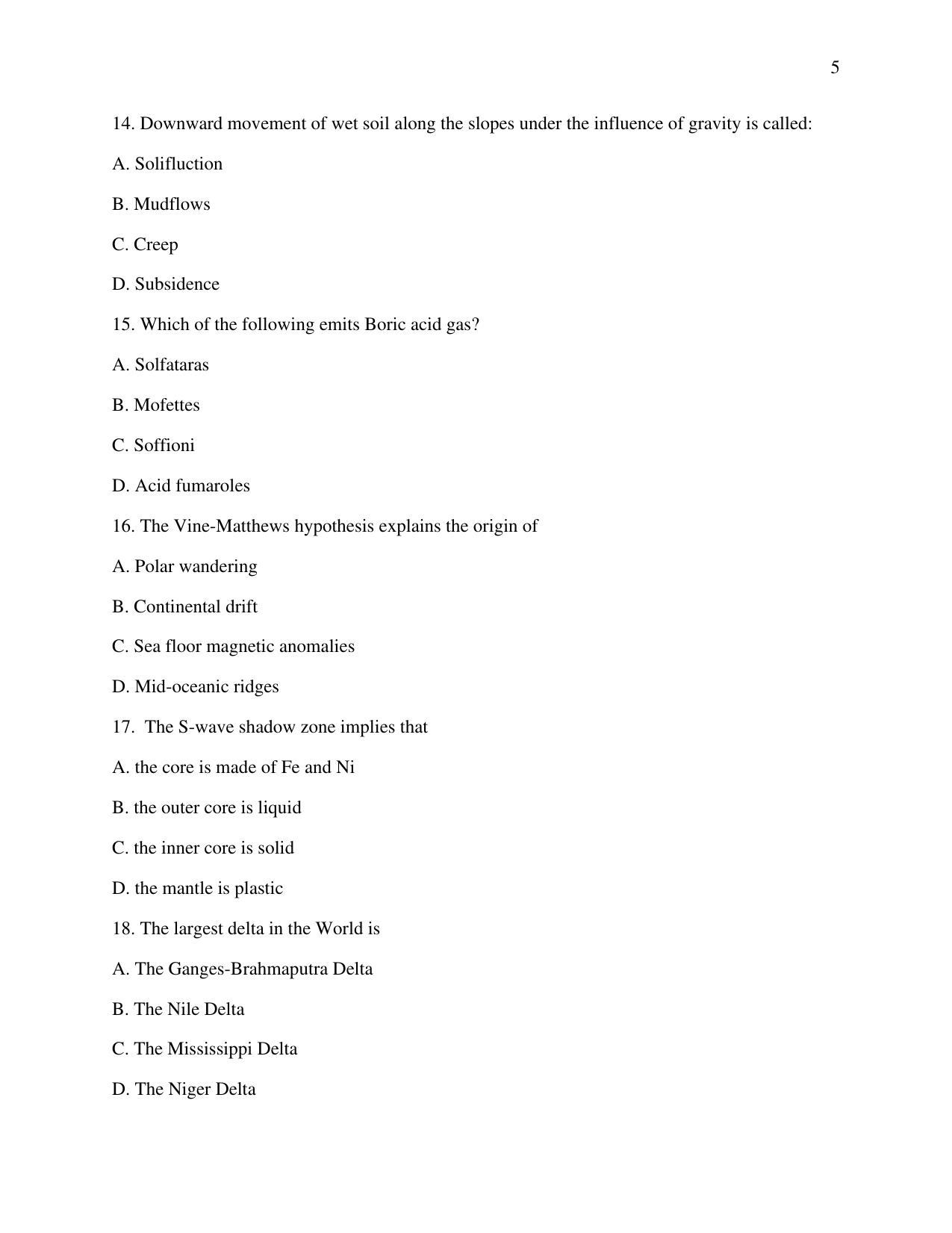 Odisha CPET 2021 GEOLOGY Question Paper - Page 5