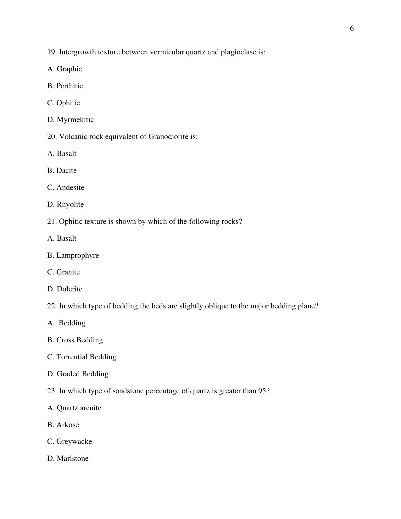 Odisha CPET 2021 GEOLOGY Question Paper - Page 6
