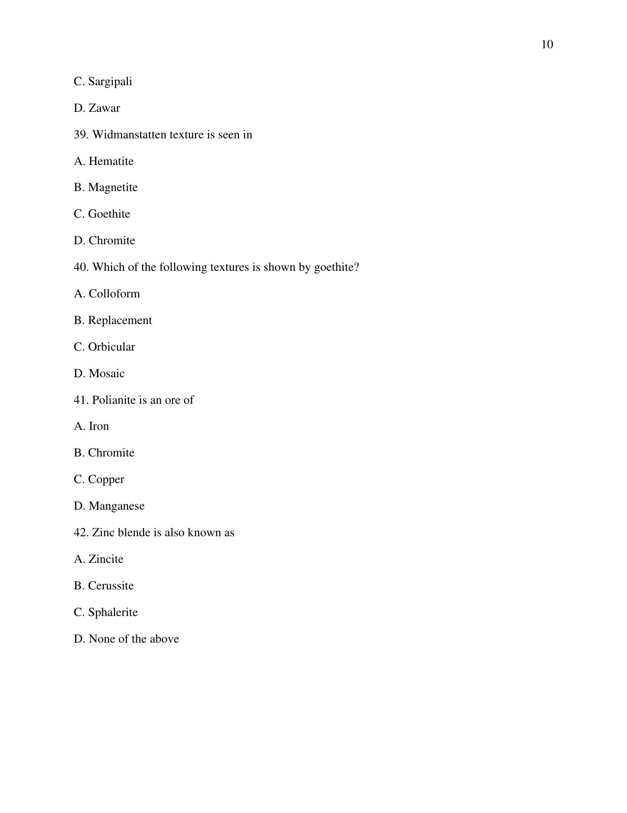 Odisha CPET 2021 GEOLOGY Question Paper - Page 10