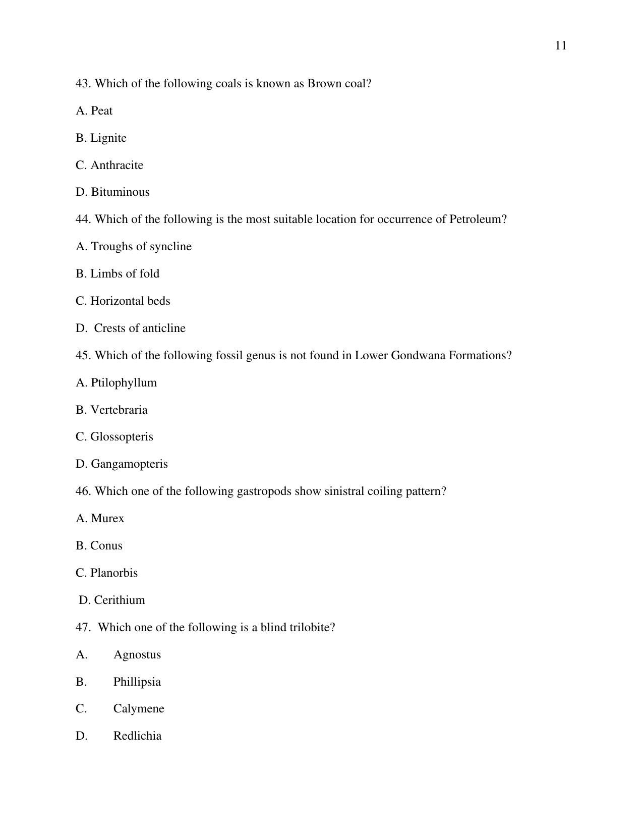 Odisha CPET 2021 GEOLOGY Question Paper - Page 11
