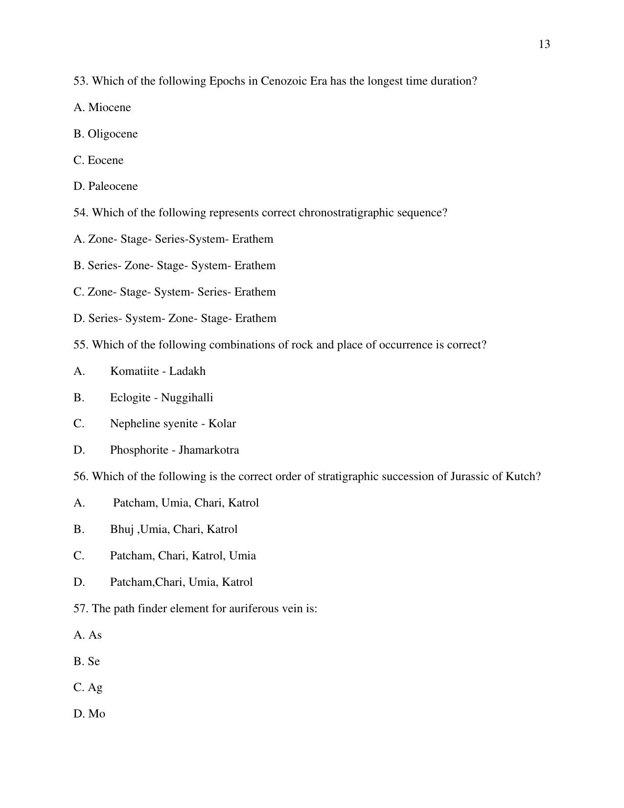Odisha CPET 2021 GEOLOGY Question Paper - Page 13