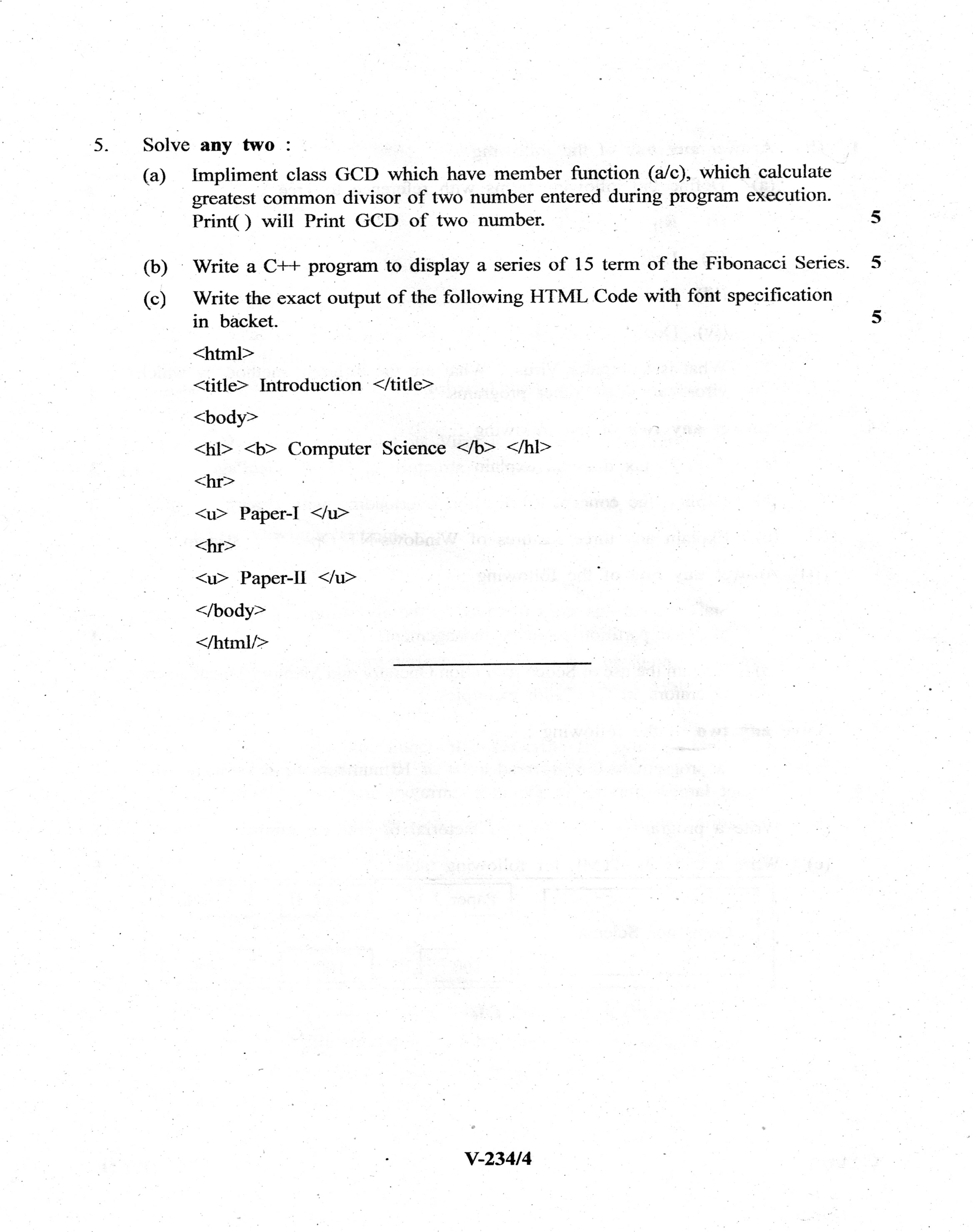 Maharashtra Board HSC Question Papers - 2018 - Computer Science - Page 5