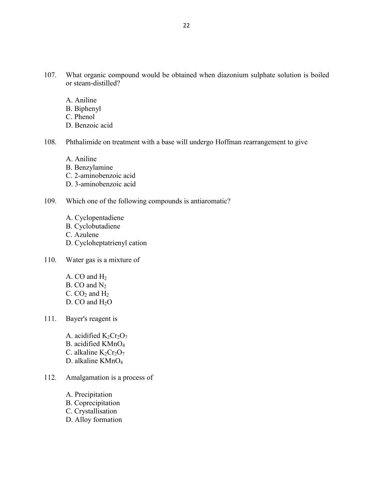 CUSAT CAT 2016 Biotechnology Question Paper - Page 22