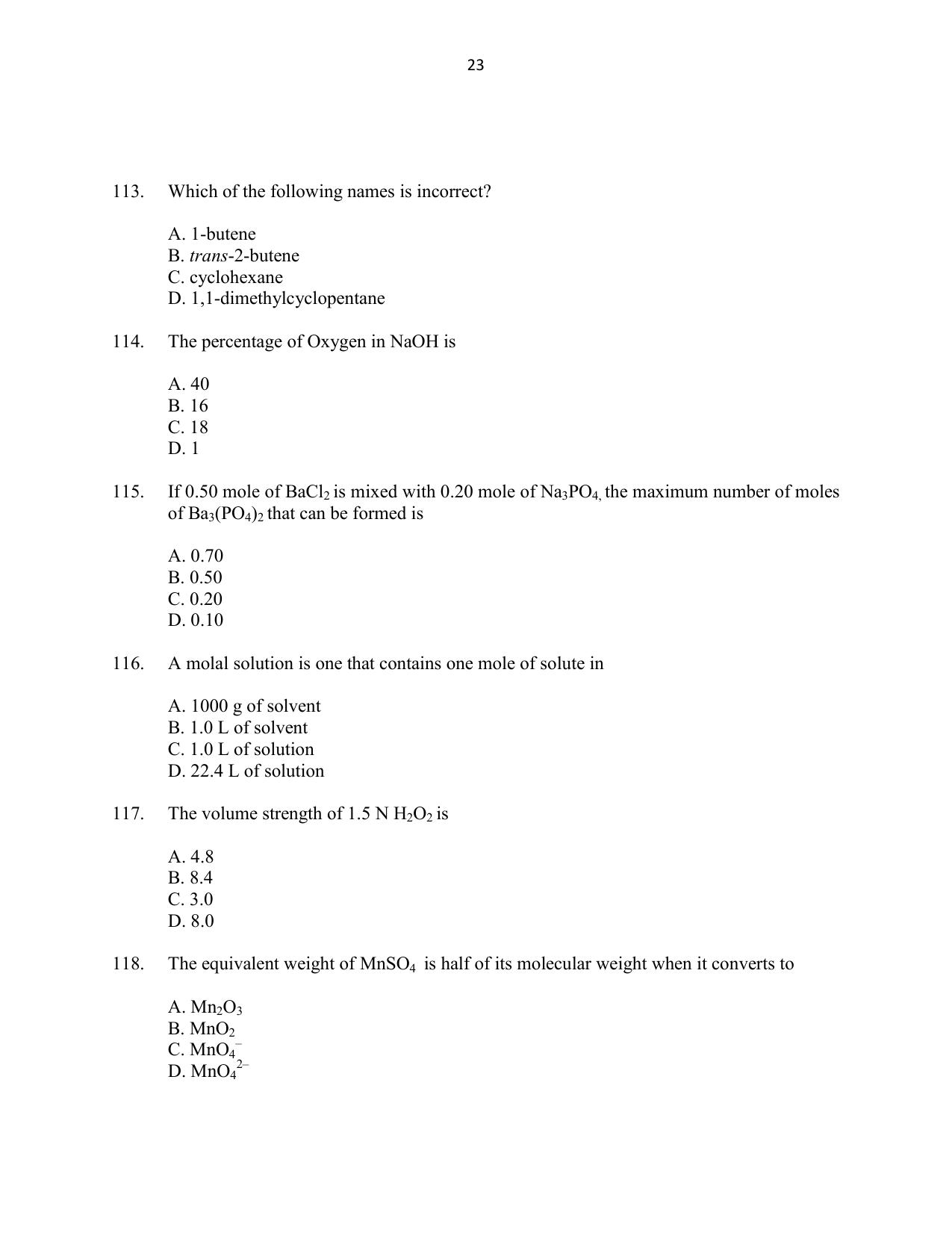 CUSAT CAT 2016 Biotechnology Question Paper - Page 23