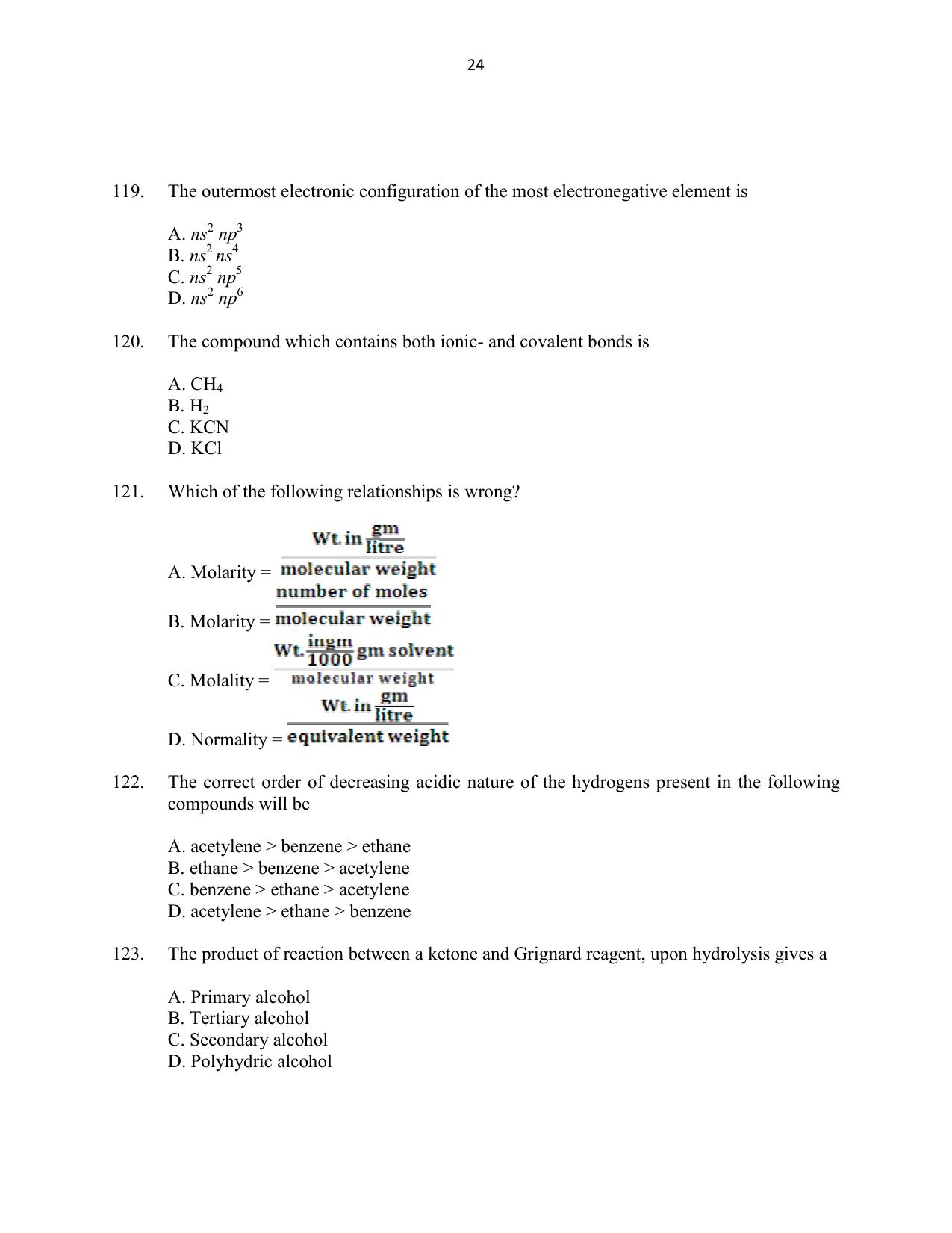 CUSAT CAT 2016 Biotechnology Question Paper - Page 24