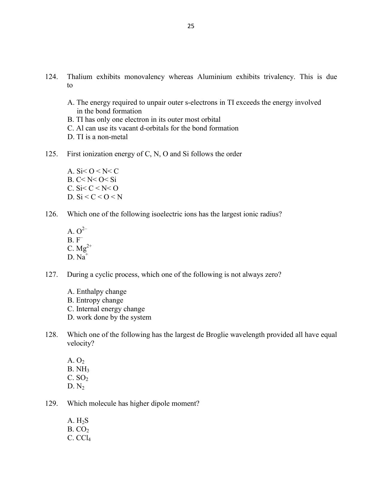 CUSAT CAT 2016 Biotechnology Question Paper - Page 25