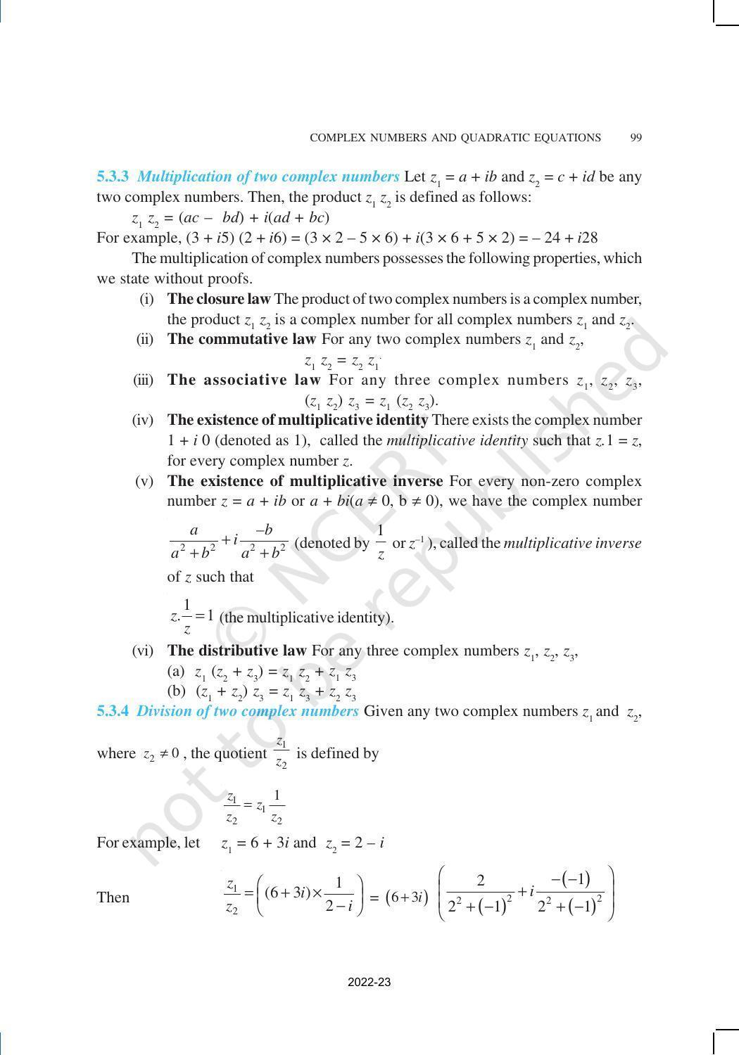 NCERT Book for Class 11 Maths Chapter 5 Complex Numbers and Quadratic Equations - Page 3