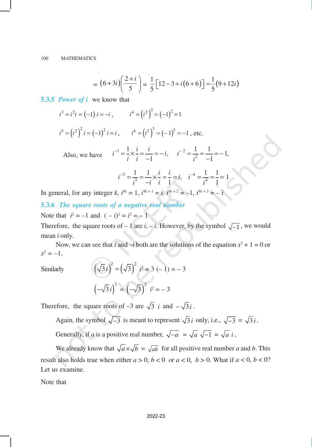 NCERT Book for Class 11 Maths Chapter 5 Complex Numbers and Quadratic Equations - Page 4