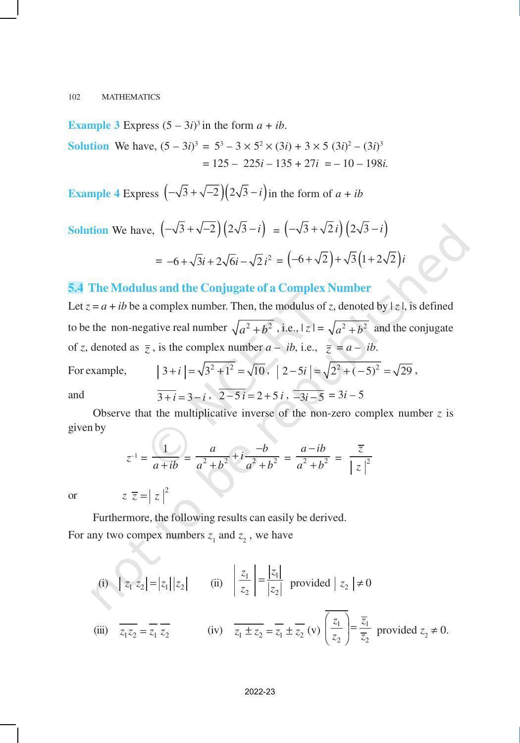 NCERT Book for Class 11 Maths Chapter 5 Complex Numbers and Quadratic Equations - Page 6