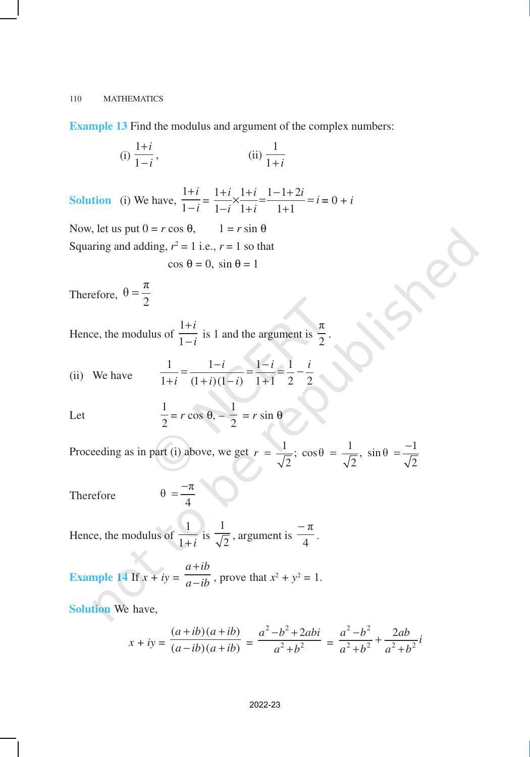 NCERT Book for Class 11 Maths Chapter 5 Complex Numbers and Quadratic Equations - Page 14