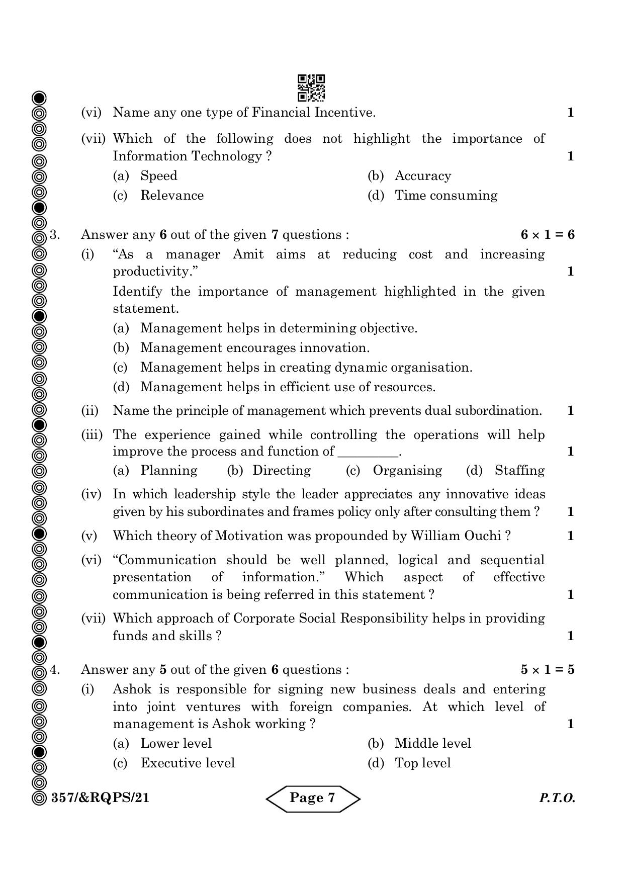 CBSE Class 12 Business Administration 2024 Question Paper - Page 7