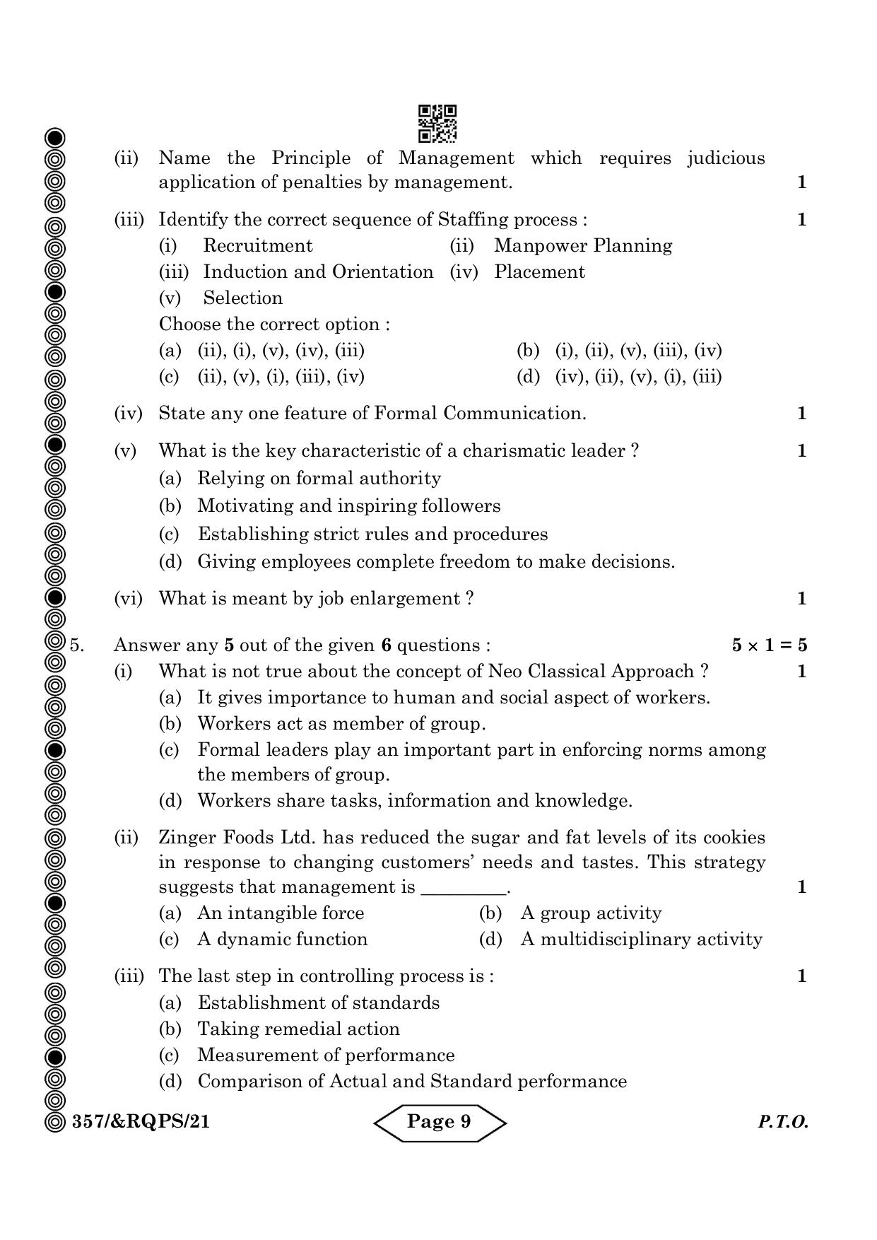 CBSE Class 12 Business Administration 2024 Question Paper - Page 9