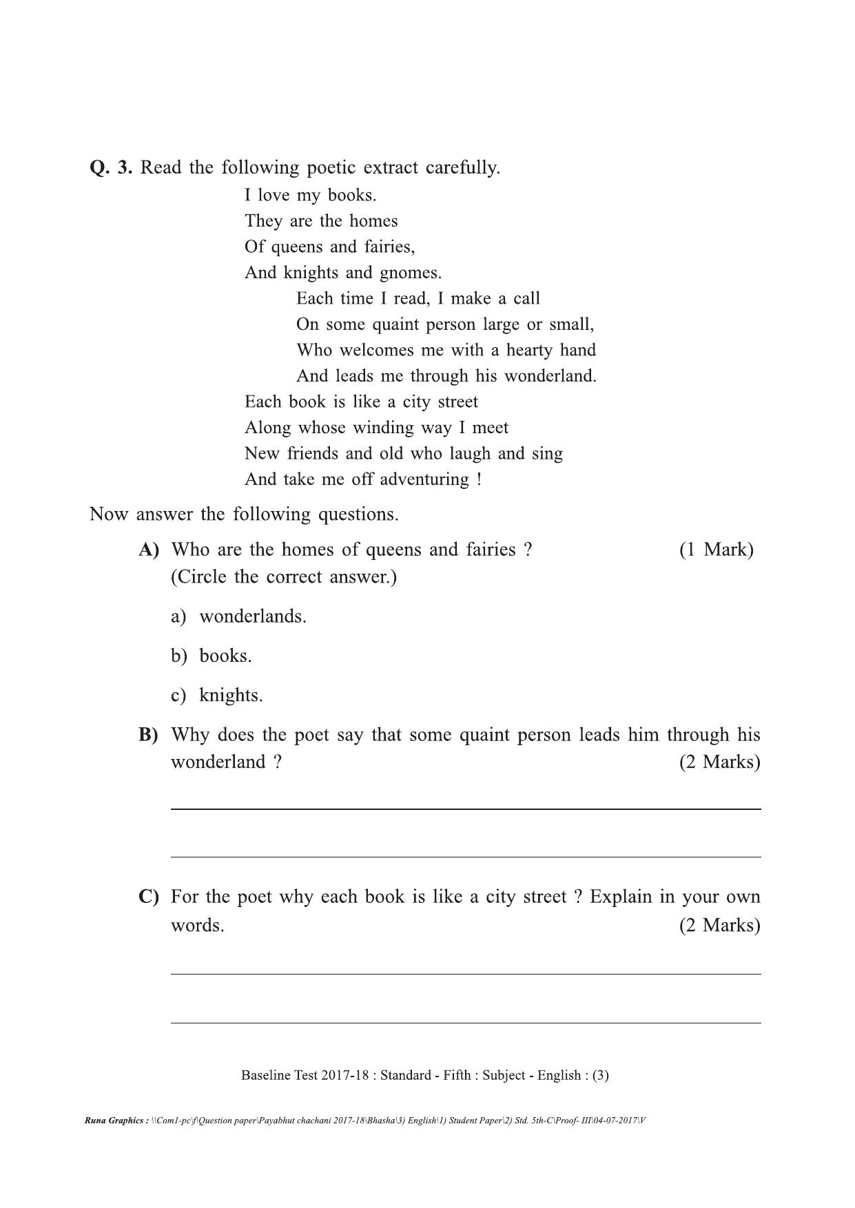 Maharashtra Board Class 5 English इंग्रजी Set C (संच-क) Question Bank - Page 3