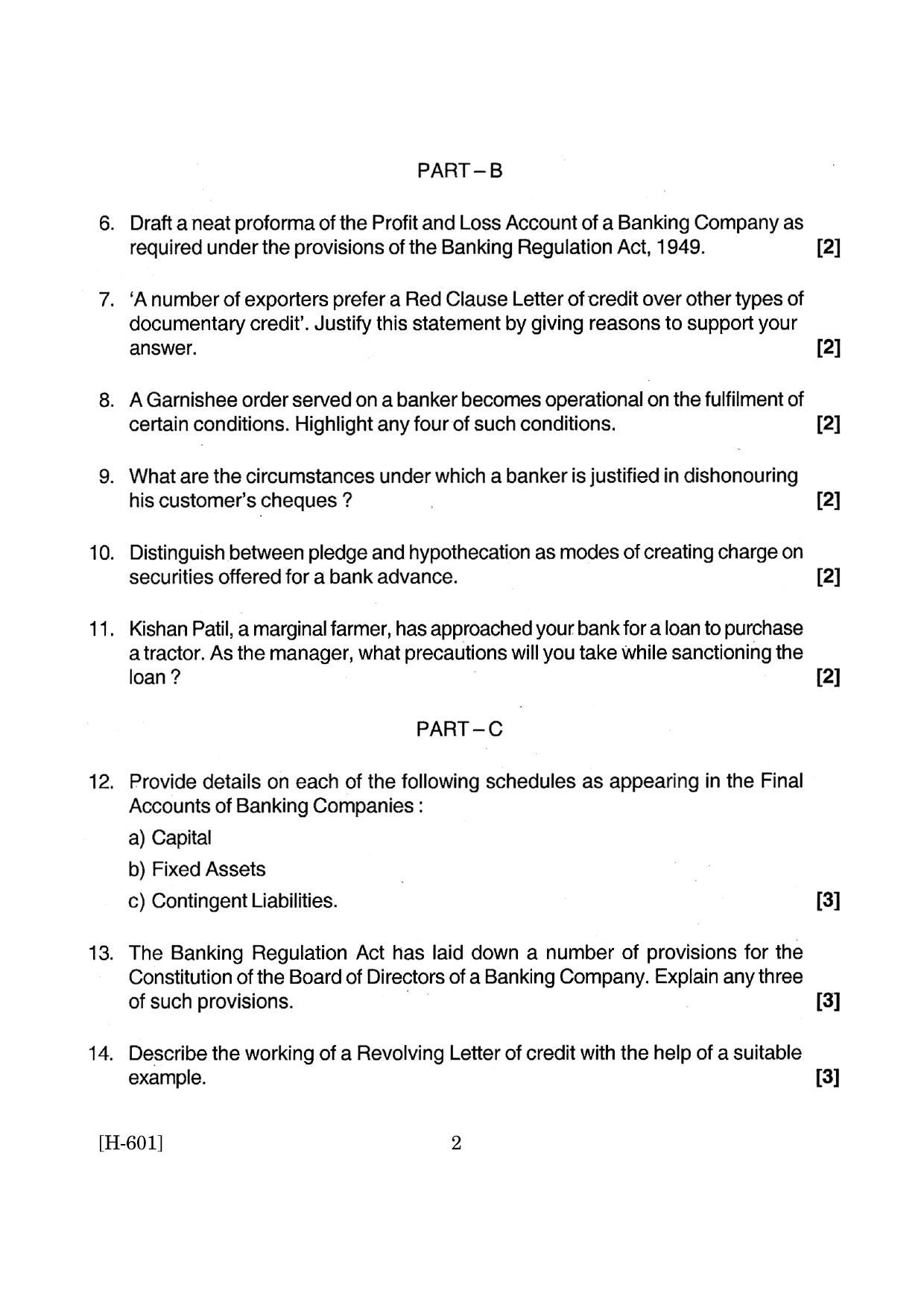 Goa Board Class 12 Banking (June 2019) Question Paper - Page 2