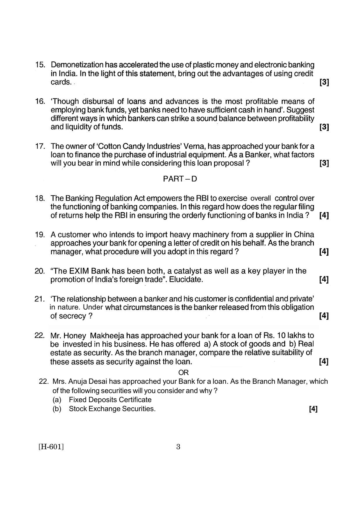 Goa Board Class 12 Banking (June 2019) Question Paper - Page 3