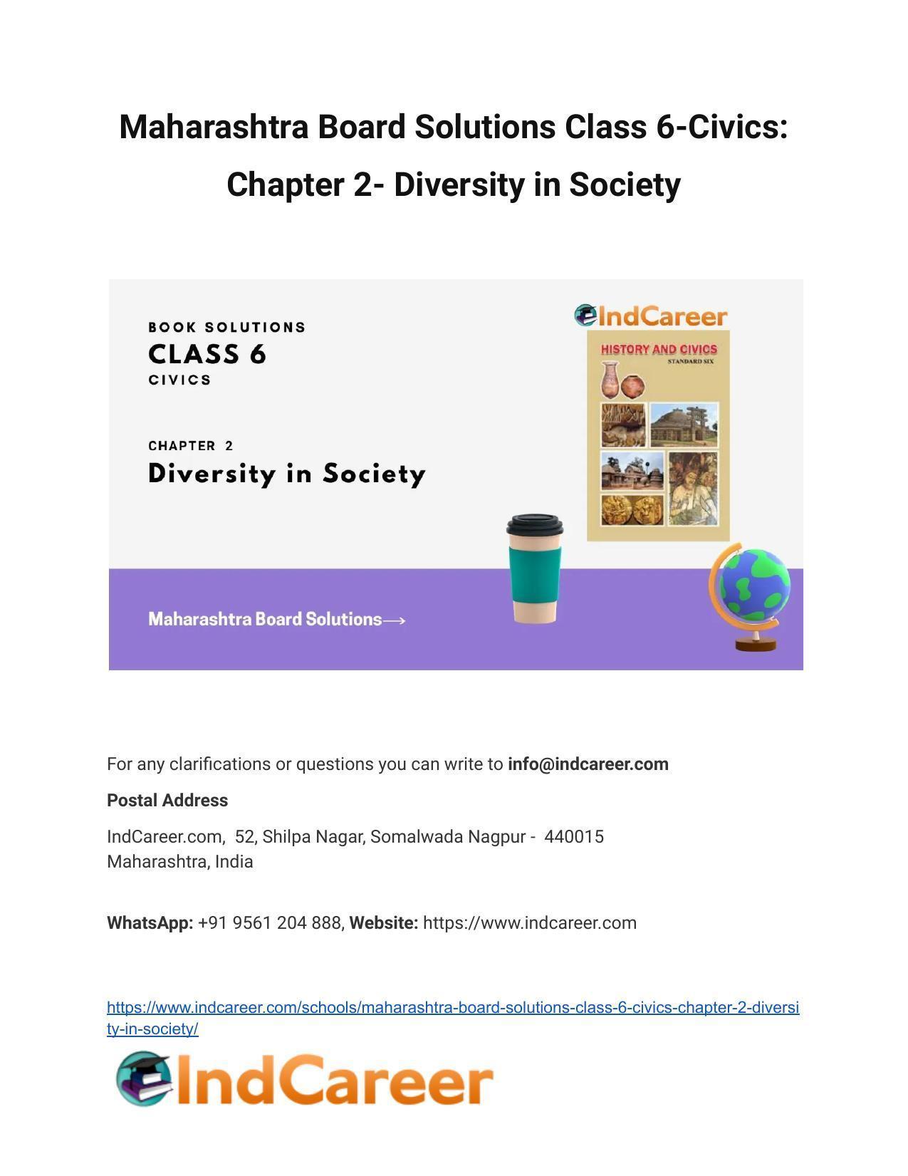Maharashtra Board Solutions Class 6-Civics: Chapter 2- Diversity in Society - Page 1