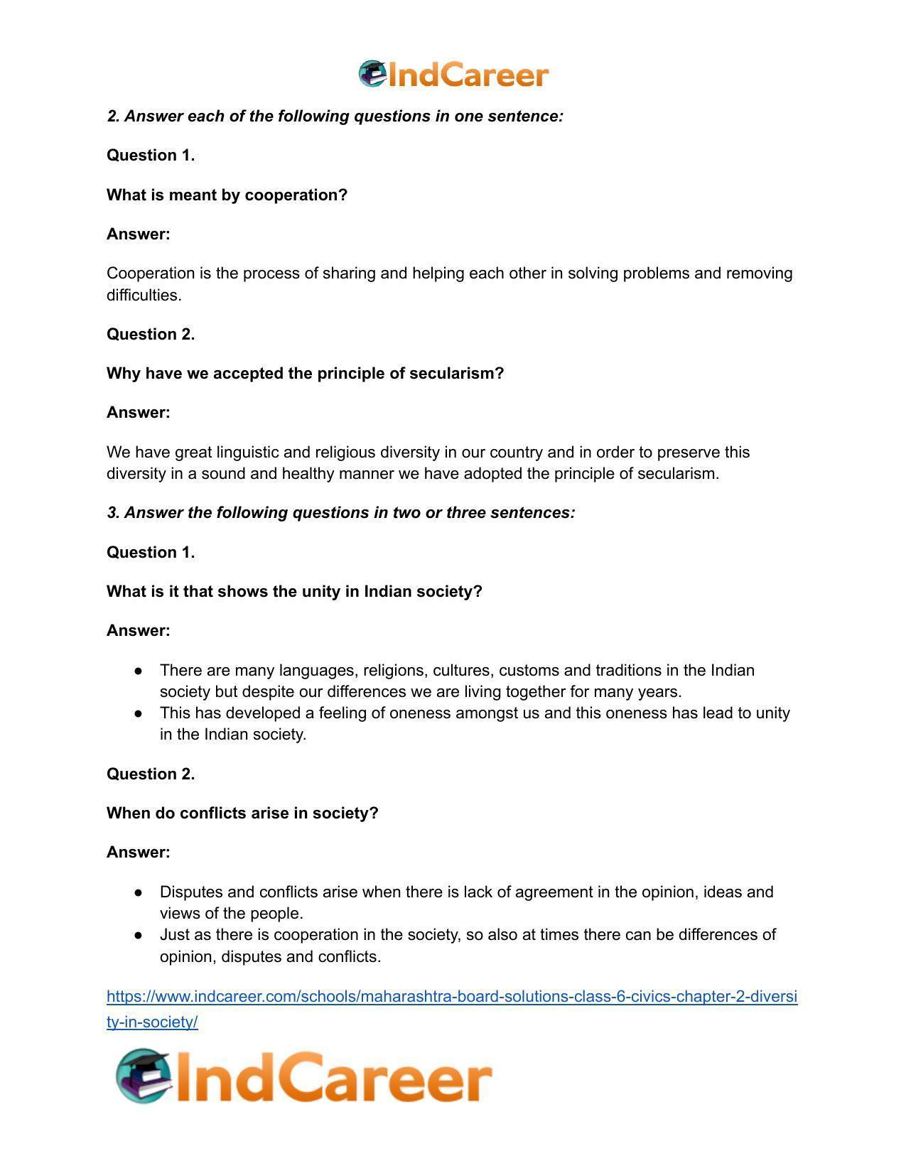 Maharashtra Board Solutions Class 6-Civics: Chapter 2- Diversity in Society - Page 3
