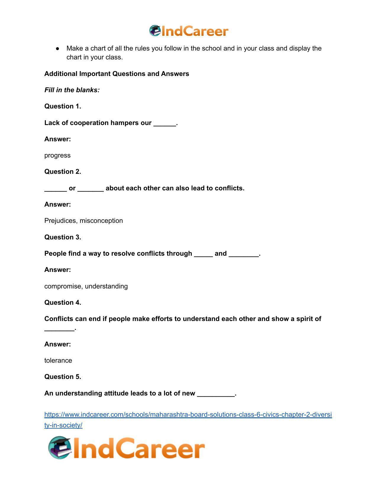Maharashtra Board Solutions Class 6-Civics: Chapter 2- Diversity in Society - Page 5
