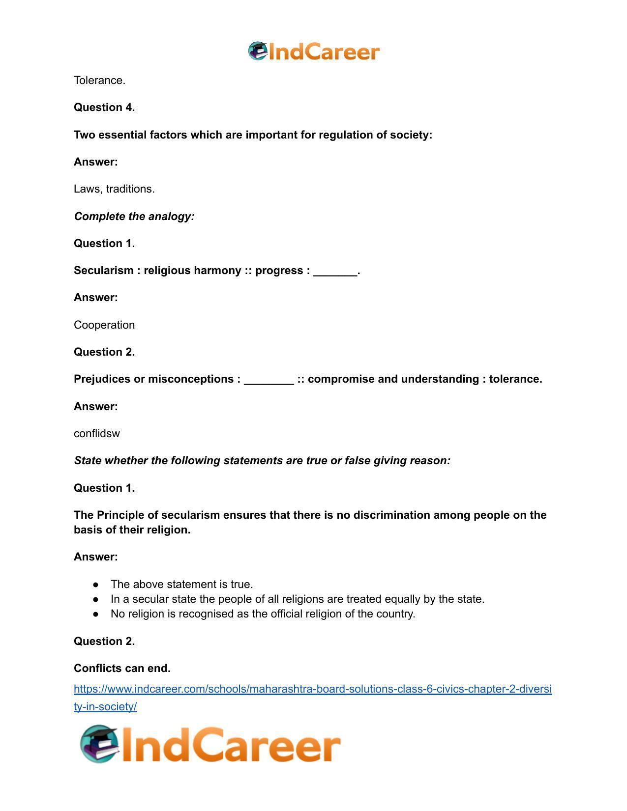 Maharashtra Board Solutions Class 6-Civics: Chapter 2- Diversity in Society - Page 7