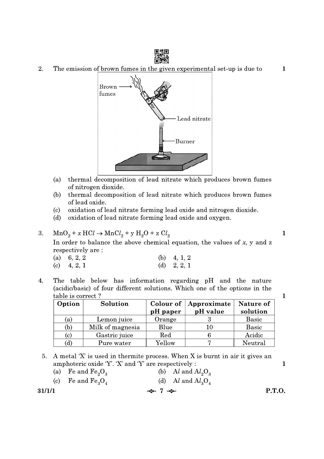 CBSE Class 10 31-1-1 Science 2023 Question Paper - Page 7