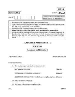 CBSE Class 10 2-2-2 English Lang. & Lit. 2016 Question Paper