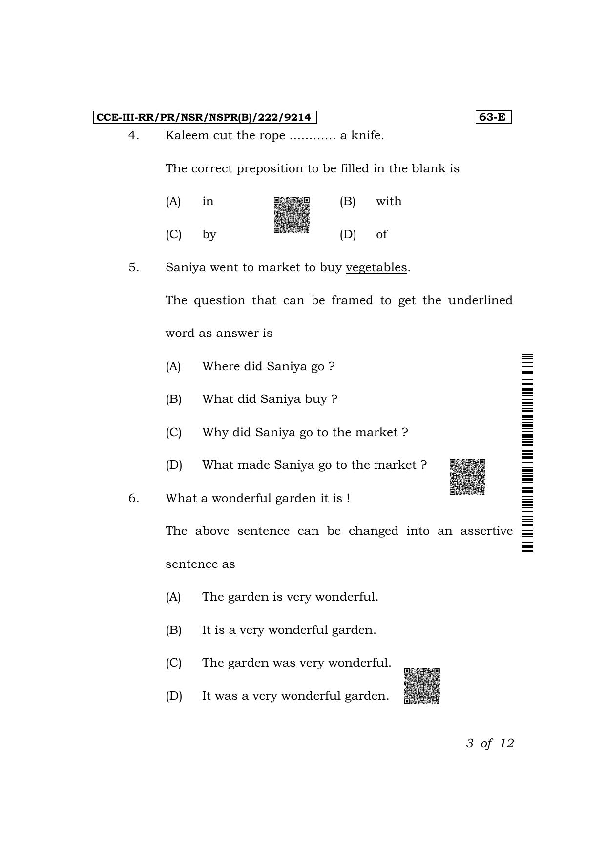 Karnataka SSLC Third Language English Exam 3 Question Paper 2024 (B Version) - Page 3