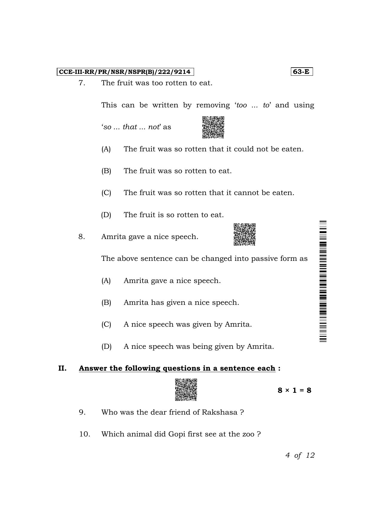 Karnataka SSLC Third Language English Exam 3 Question Paper 2024 (B Version) - Page 4