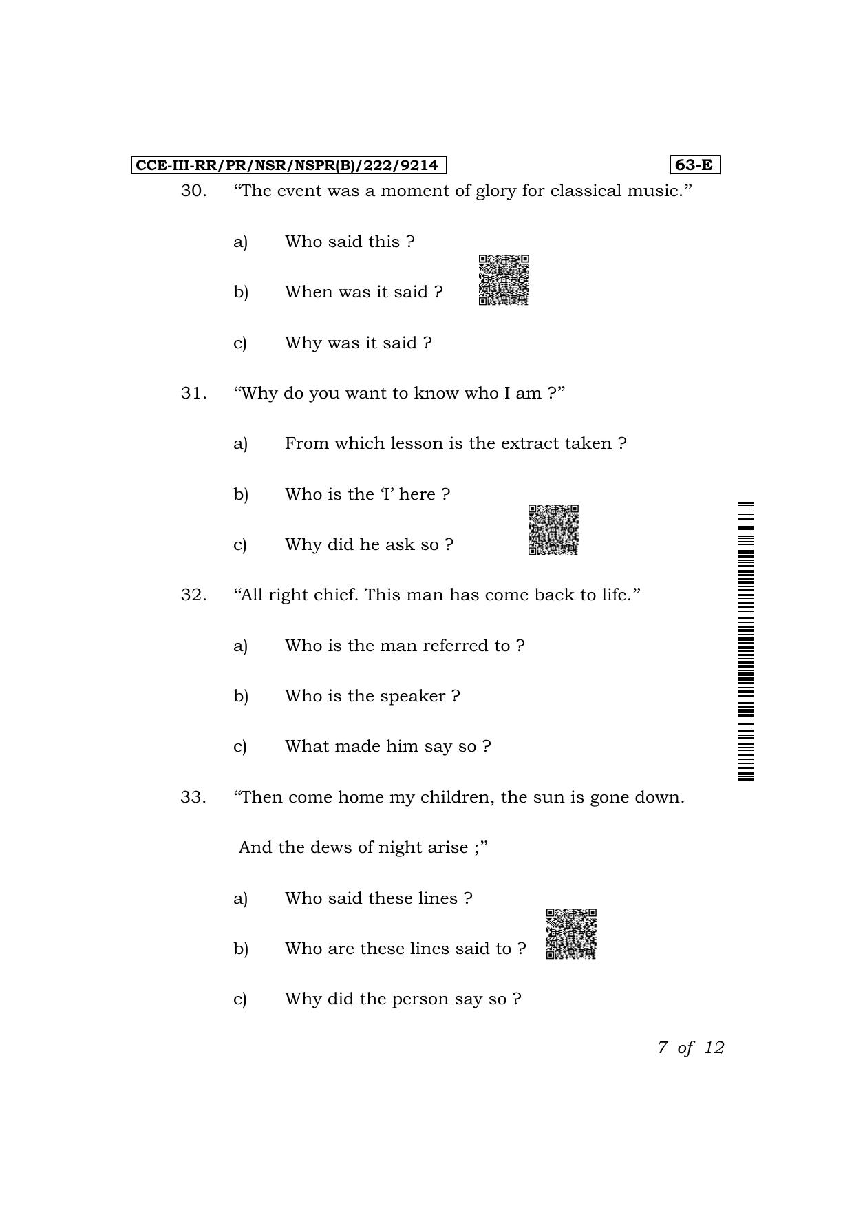 Karnataka SSLC Third Language English Exam 3 Question Paper 2024 (B Version) - Page 7