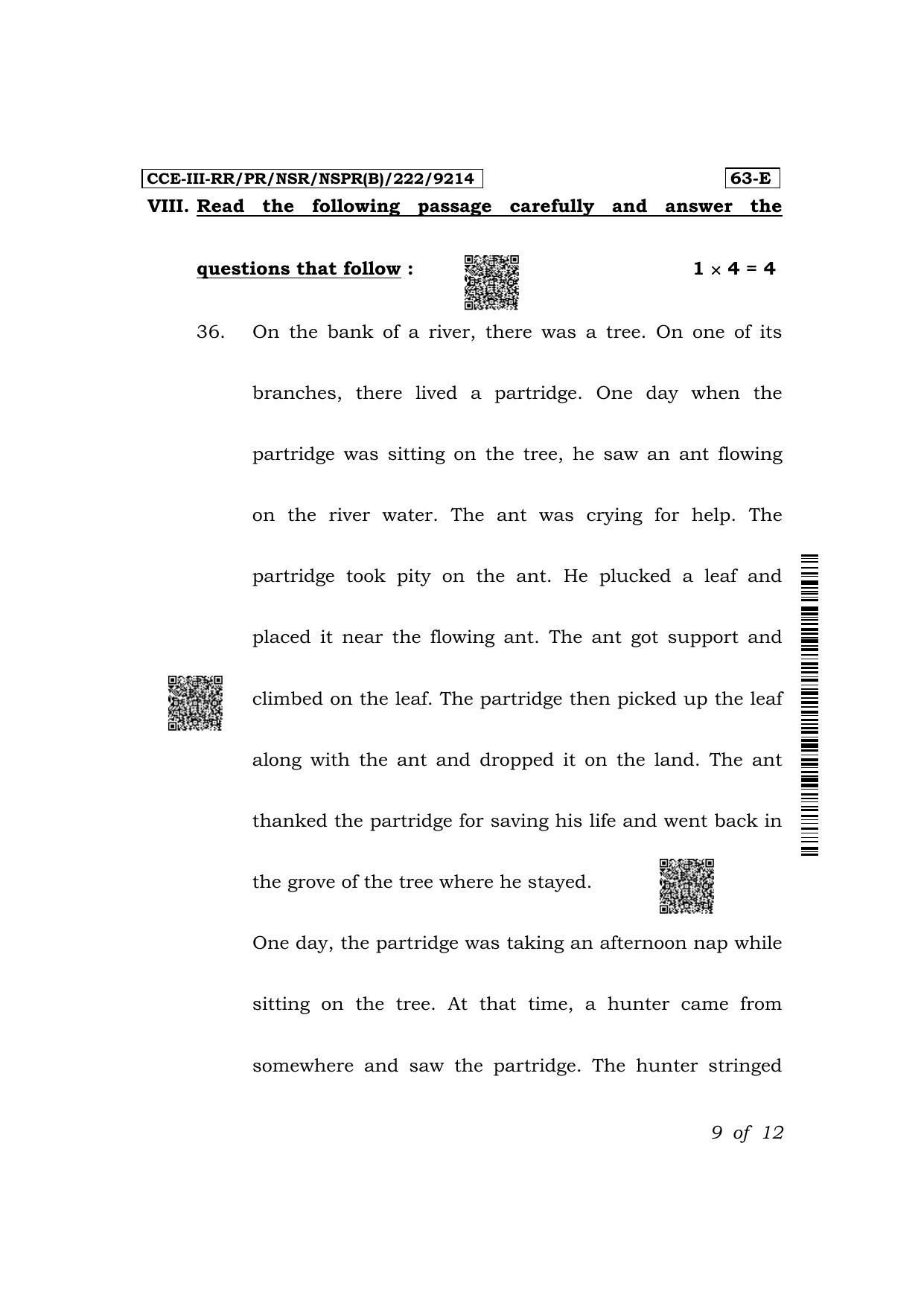 Karnataka SSLC Third Language English Exam 3 Question Paper 2024 (B Version) - Page 9