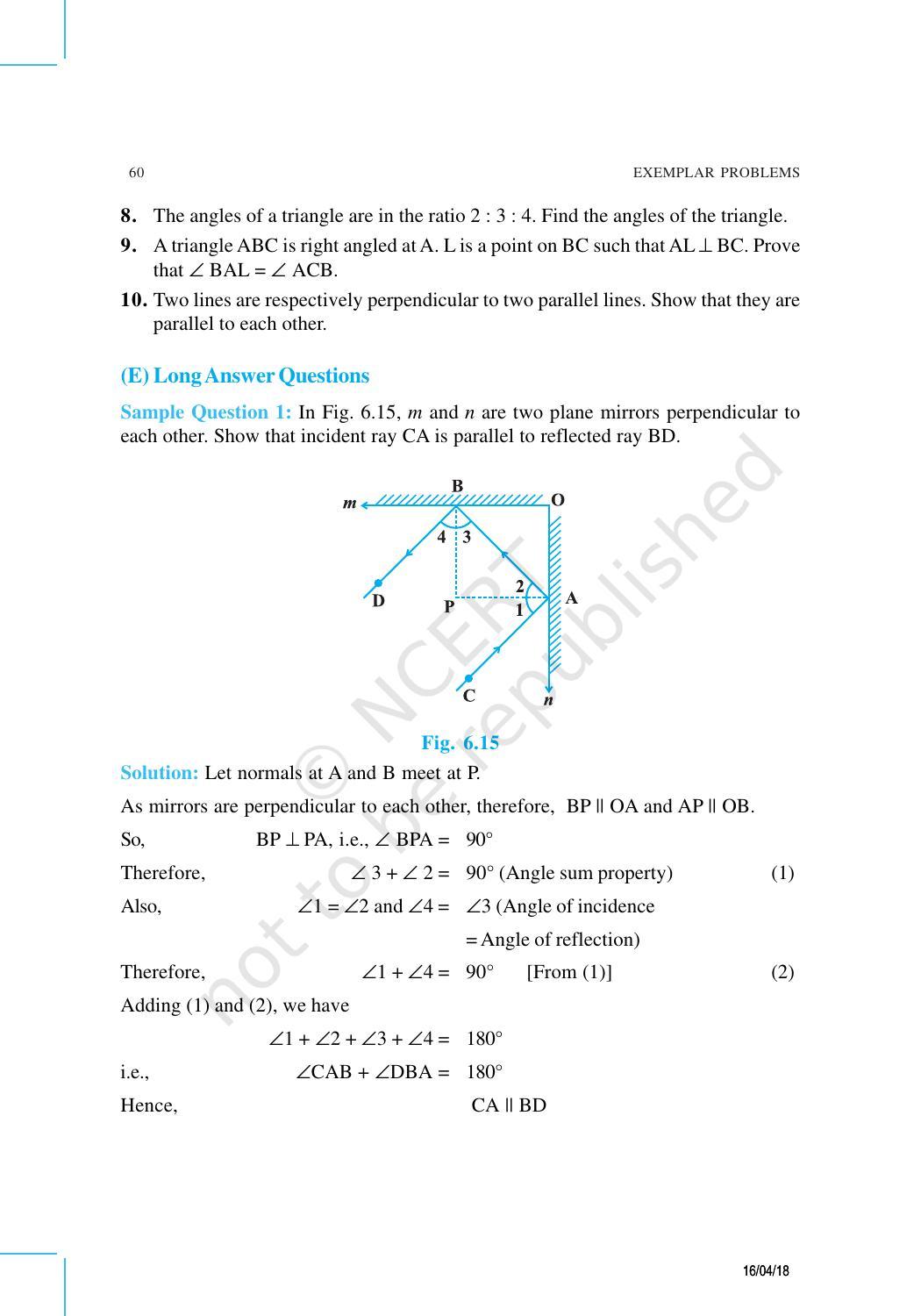 NCERT Exemplar Book for Class 9 Maths: Chapter 6 Lines and Angles - Page 7