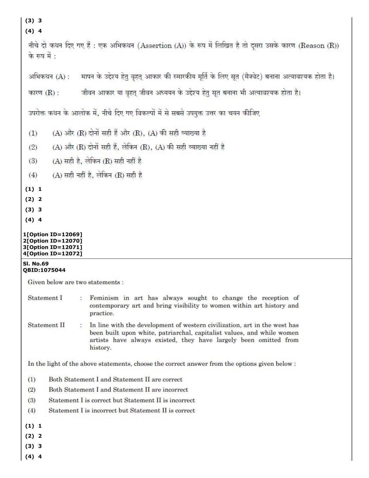 CUET (PG) 2022: PGQP-72 Art and Aesthetics (04-09-2022) Question Paper - Page 57