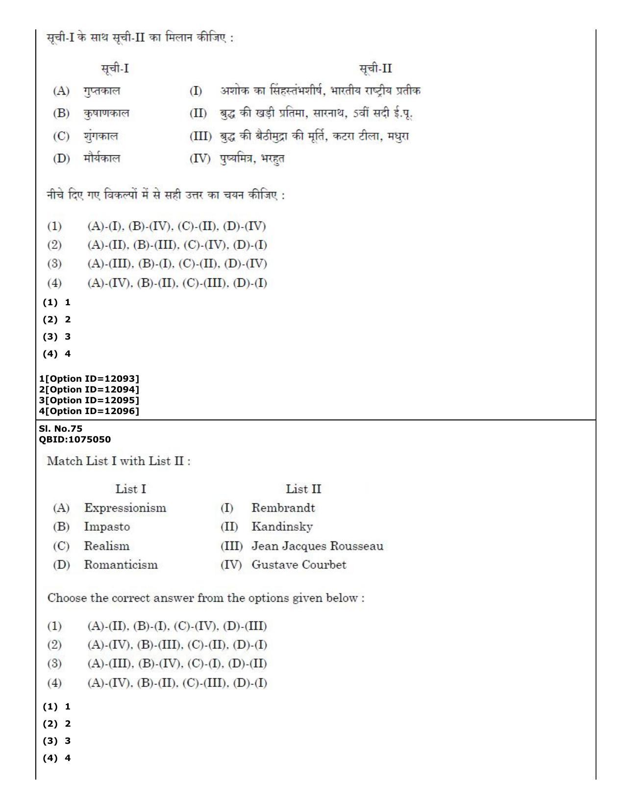 CUET (PG) 2022: PGQP-72 Art and Aesthetics (04-09-2022) Question Paper - Page 63