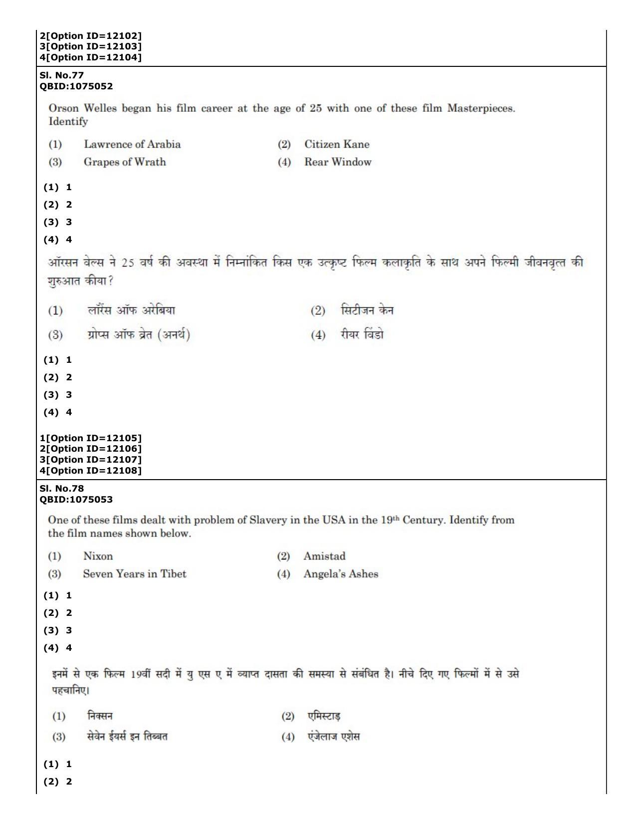 CUET (PG) 2022: PGQP-72 Art and Aesthetics (04-09-2022) Question Paper - Page 65