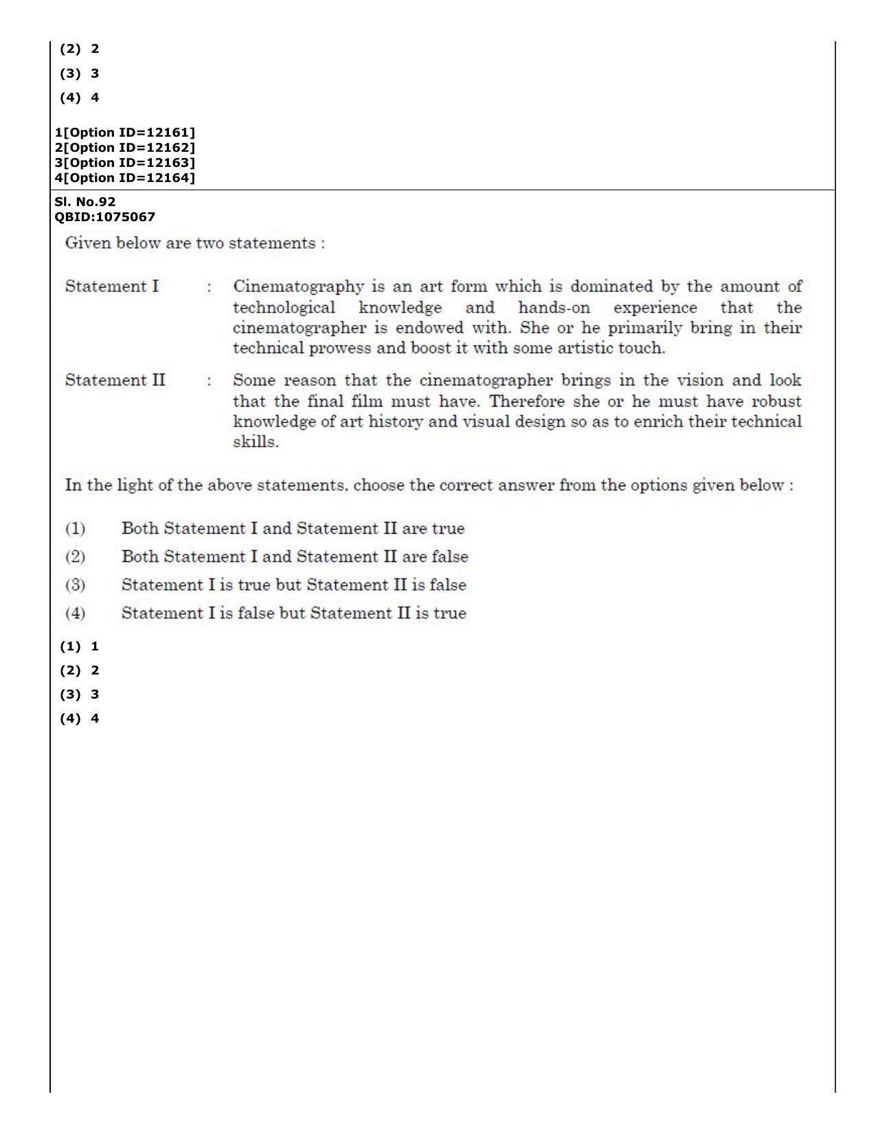 CUET (PG) 2022: PGQP-72 Art and Aesthetics (04-09-2022) Question Paper - Page 74