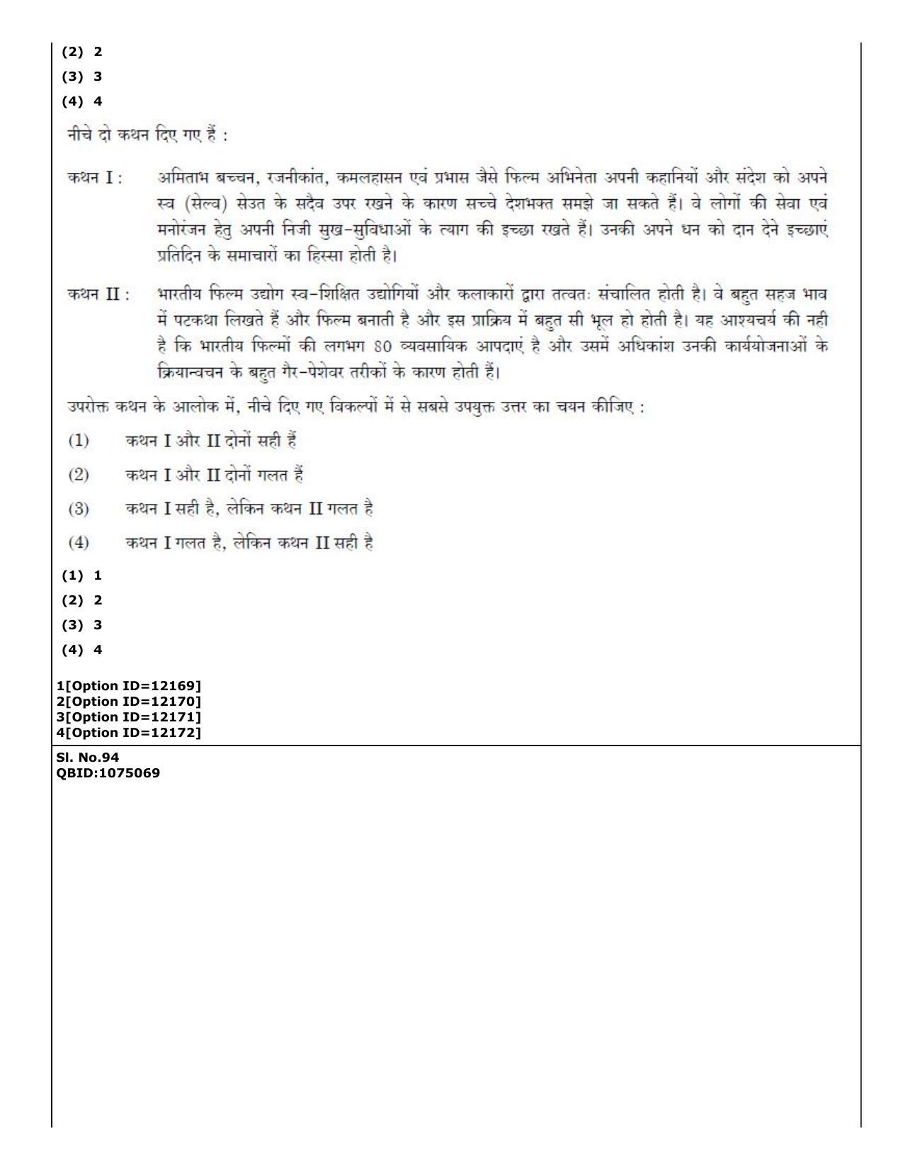 CUET (PG) 2022: PGQP-72 Art and Aesthetics (04-09-2022) Question Paper - Page 76