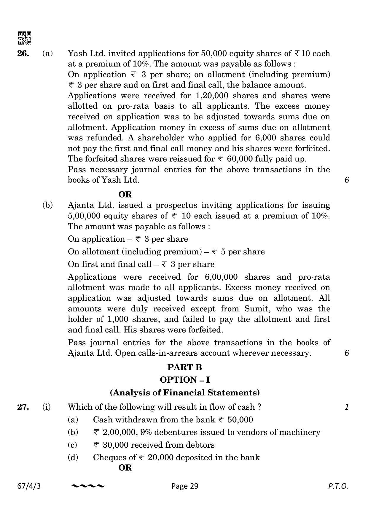 CBSE Class 12 67-4-3 Accountancy 2023 Question Paper - Page 29