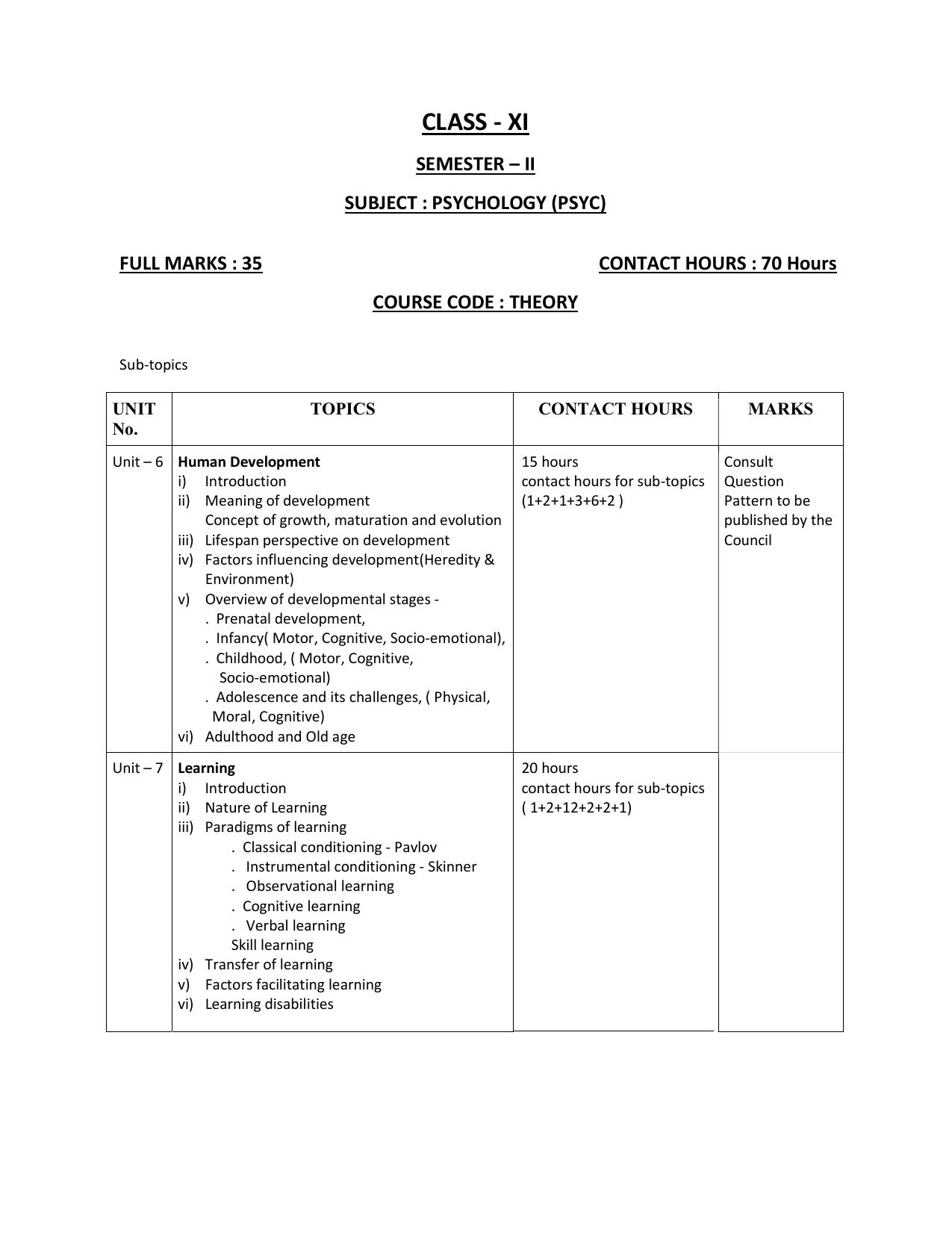 WBCHSE Class 11 & 12 Syllabus for Psychology (PSYC) (SET III) - Page 4