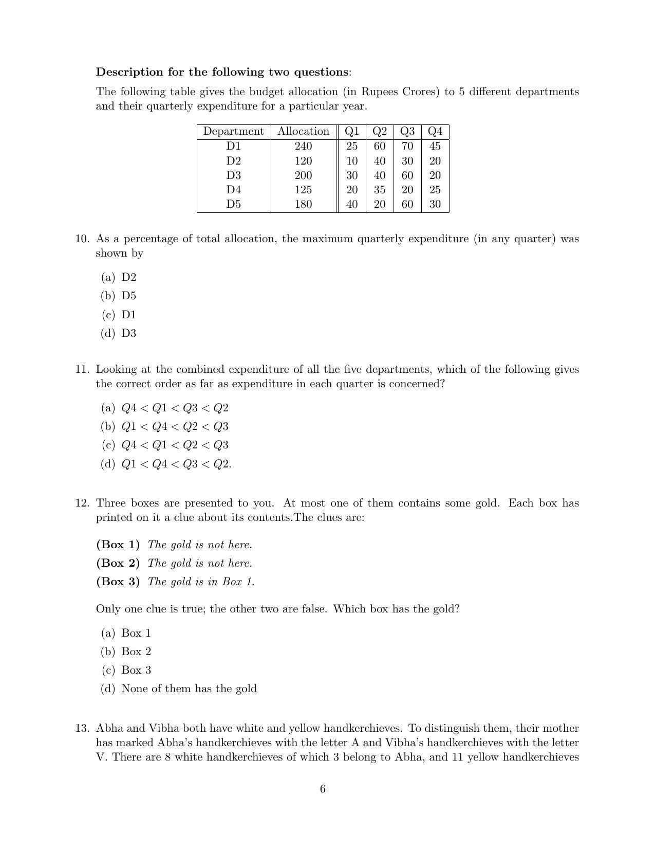 CMI Entrance Exam 2019 Question Paper MSc Data Science - Page 8