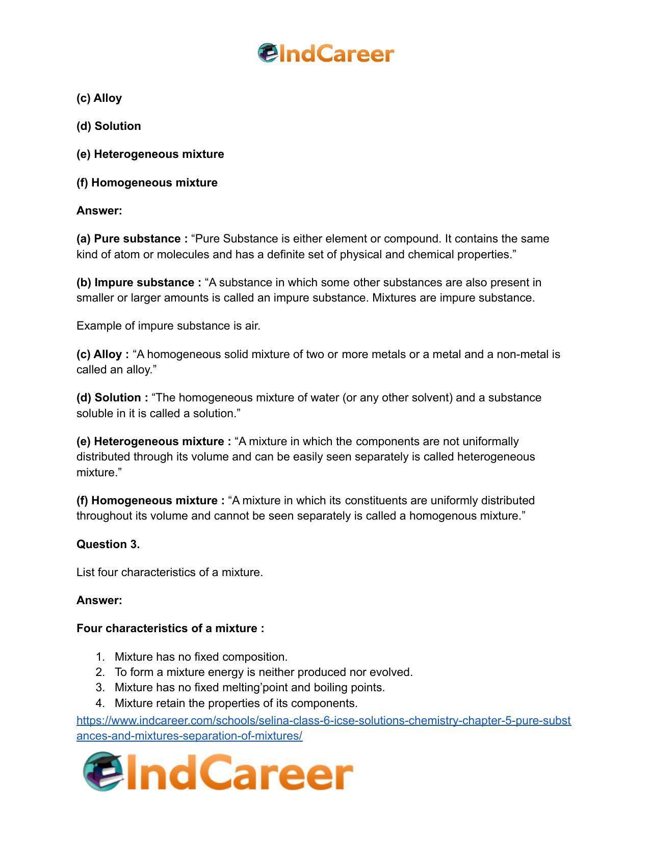 Selina Class 6 ICSE Solutions Chemistry : Chapter 5- Pure Substances and Mixtures ; Separation of Mixtures - Page 3