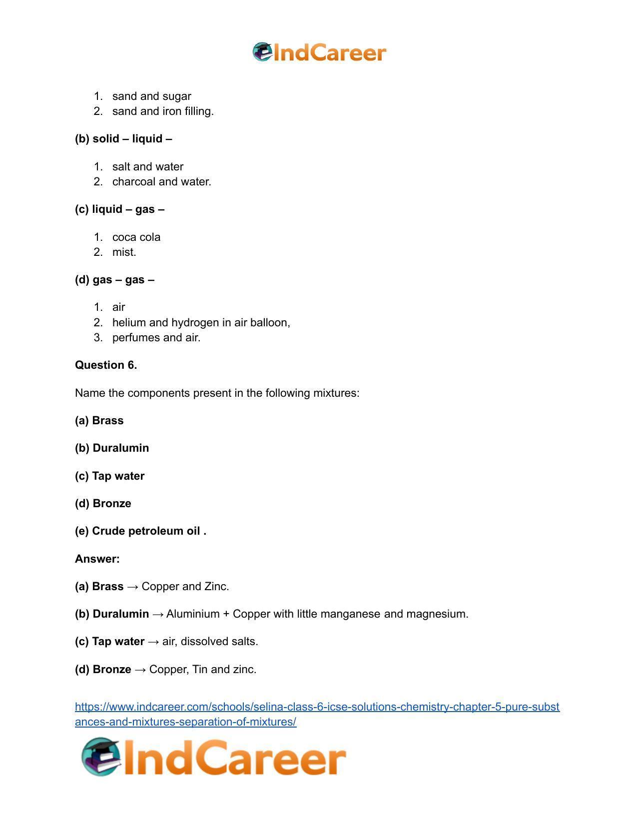 Selina Class 6 ICSE Solutions Chemistry : Chapter 5- Pure Substances and Mixtures ; Separation of Mixtures - Page 5