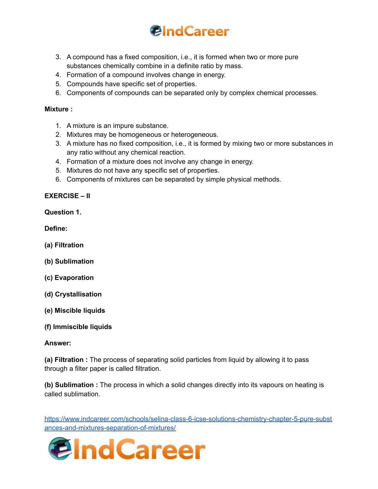 Selina Class 6 ICSE Solutions Chemistry : Chapter 5- Pure Substances and Mixtures ; Separation of Mixtures - Page 7