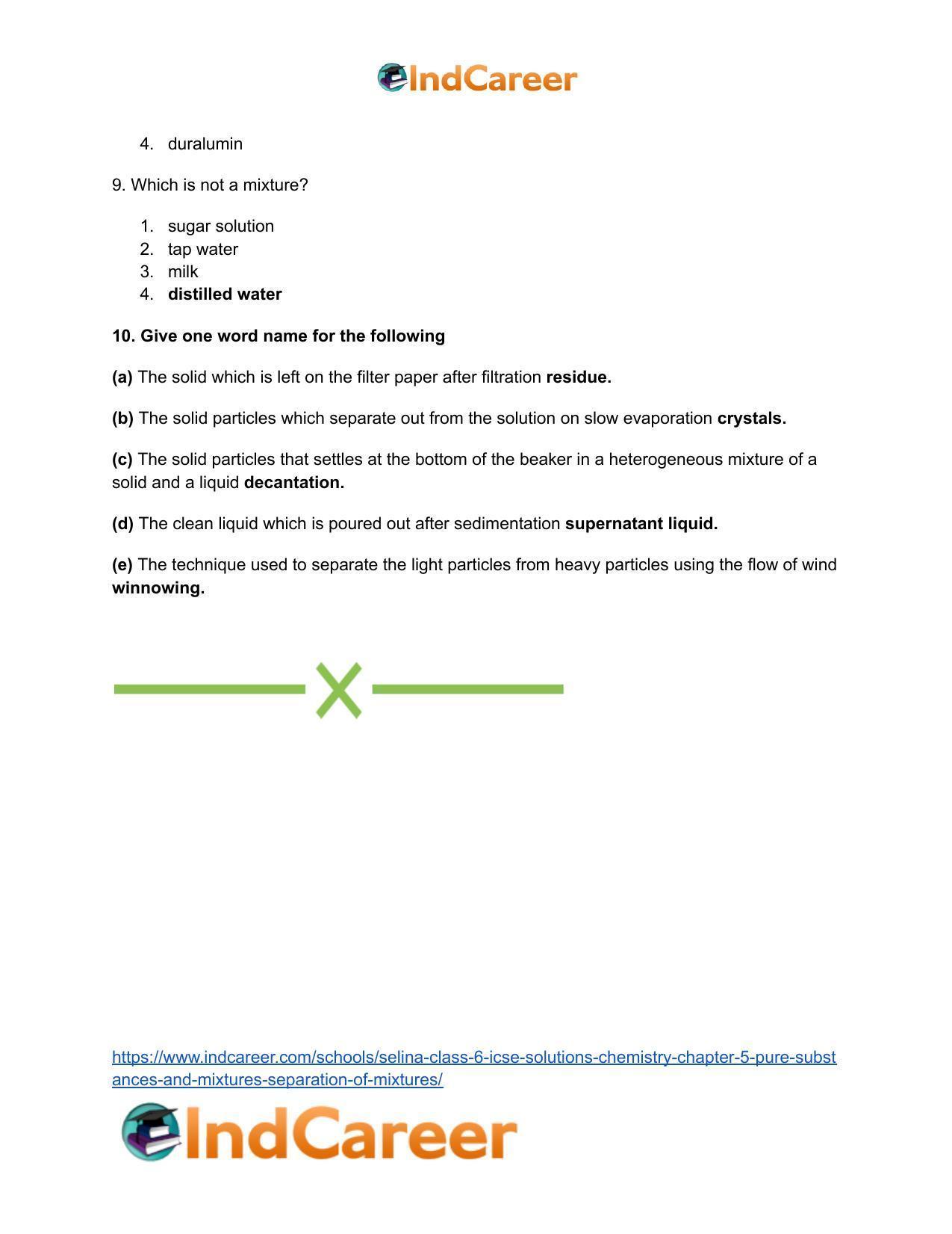 Selina Class 6 ICSE Solutions Chemistry : Chapter 5- Pure Substances and Mixtures ; Separation of Mixtures - Page 14