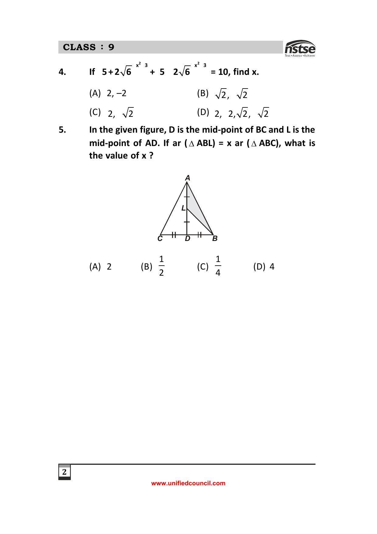 2023 Class 9 NSTSE Sample Question Papers - Page 2