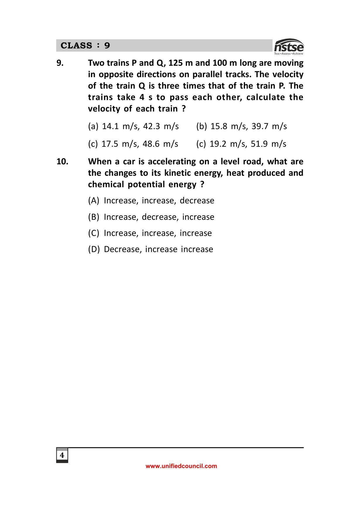 2023 Class 9 NSTSE Sample Question Papers - Page 4