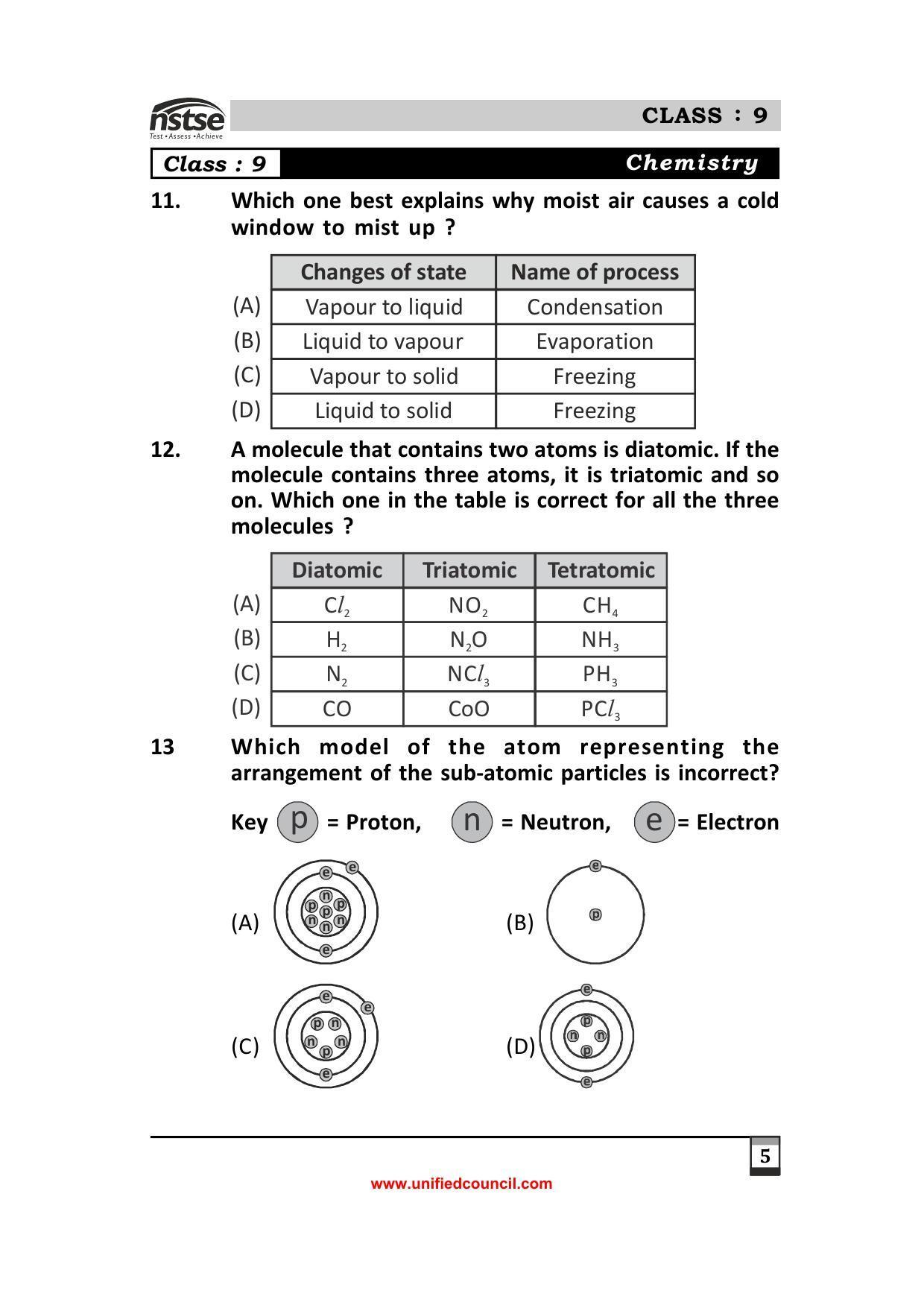 2023 Class 9 NSTSE Sample Question Papers - Page 5