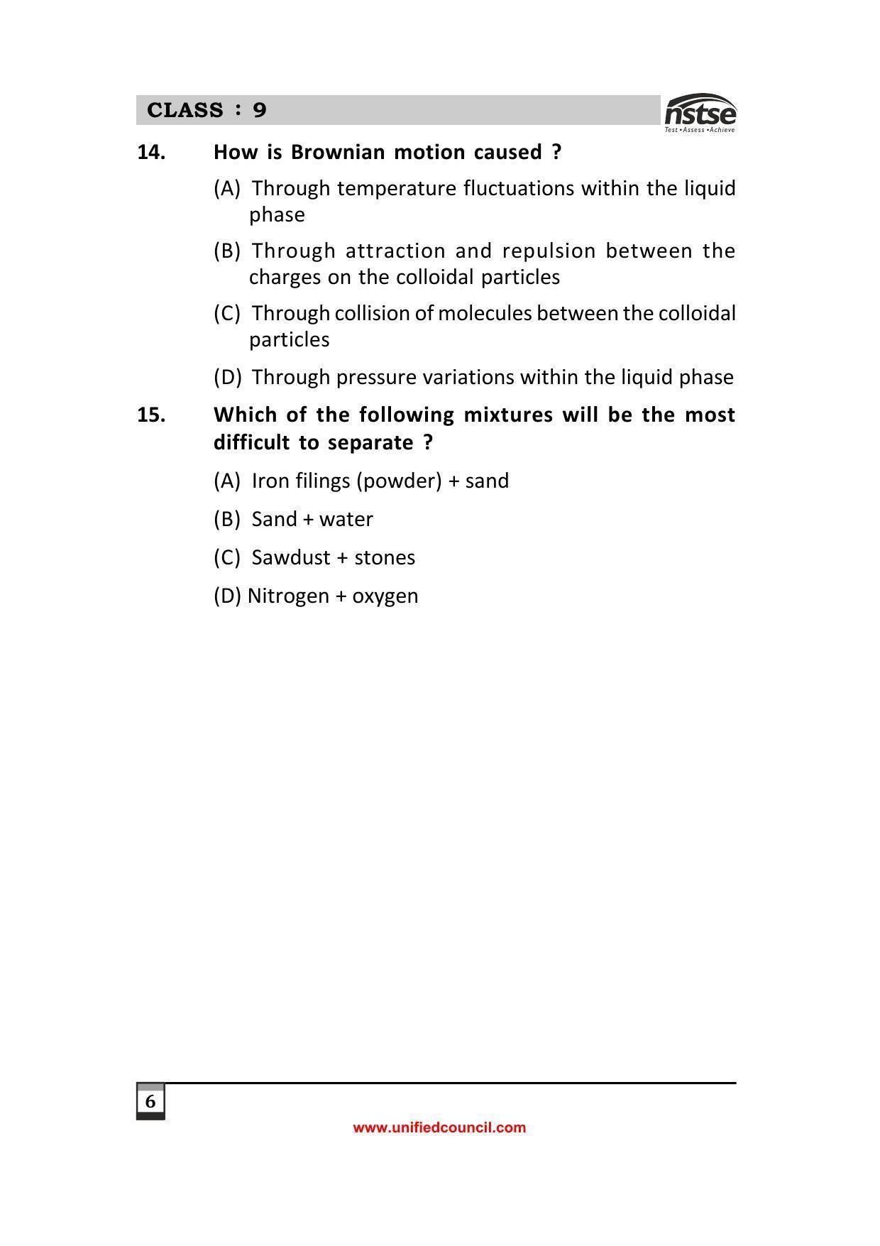 2023 Class 9 NSTSE Sample Question Papers - Page 6
