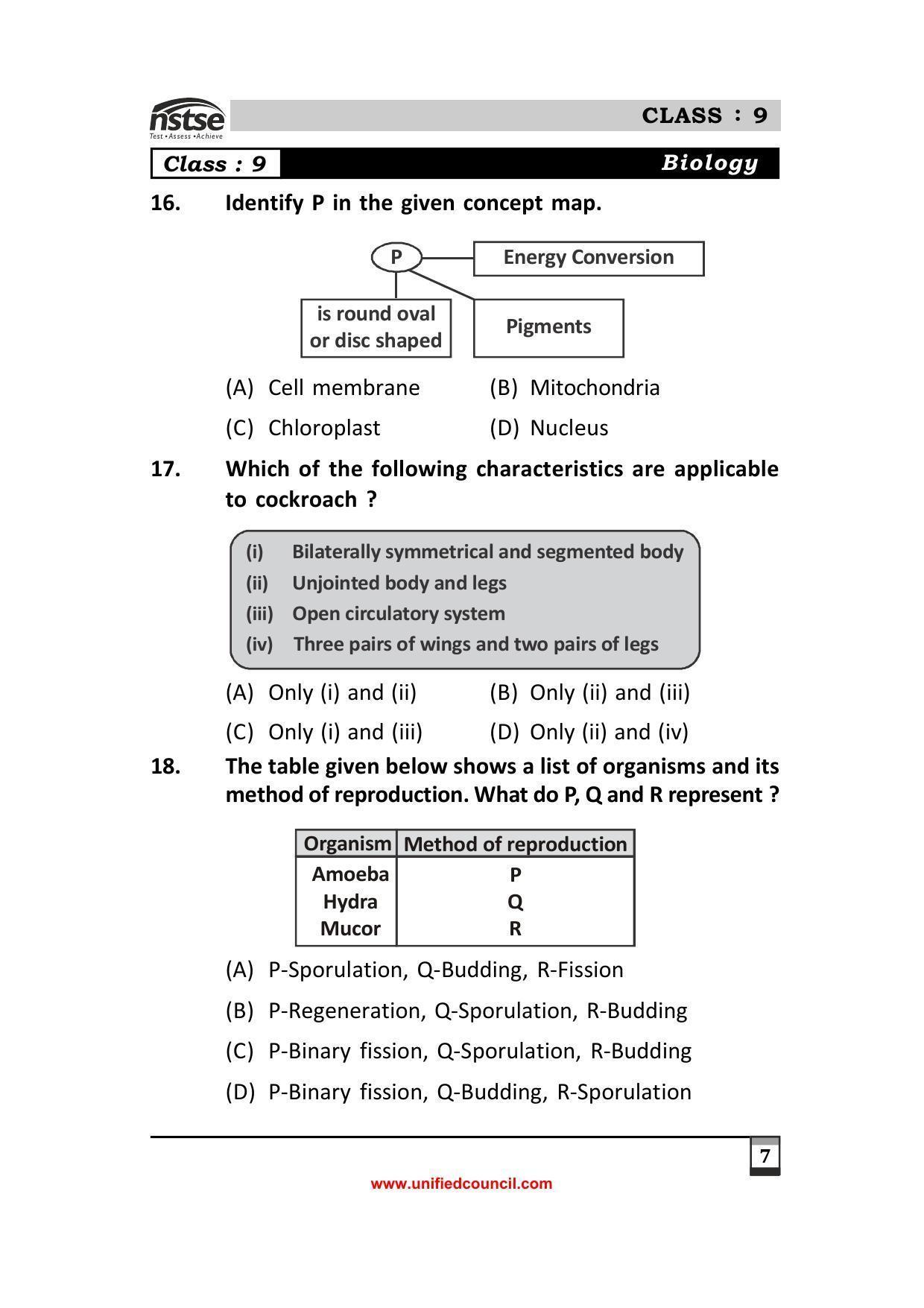 2023 Class 9 NSTSE Sample Question Papers - Page 7