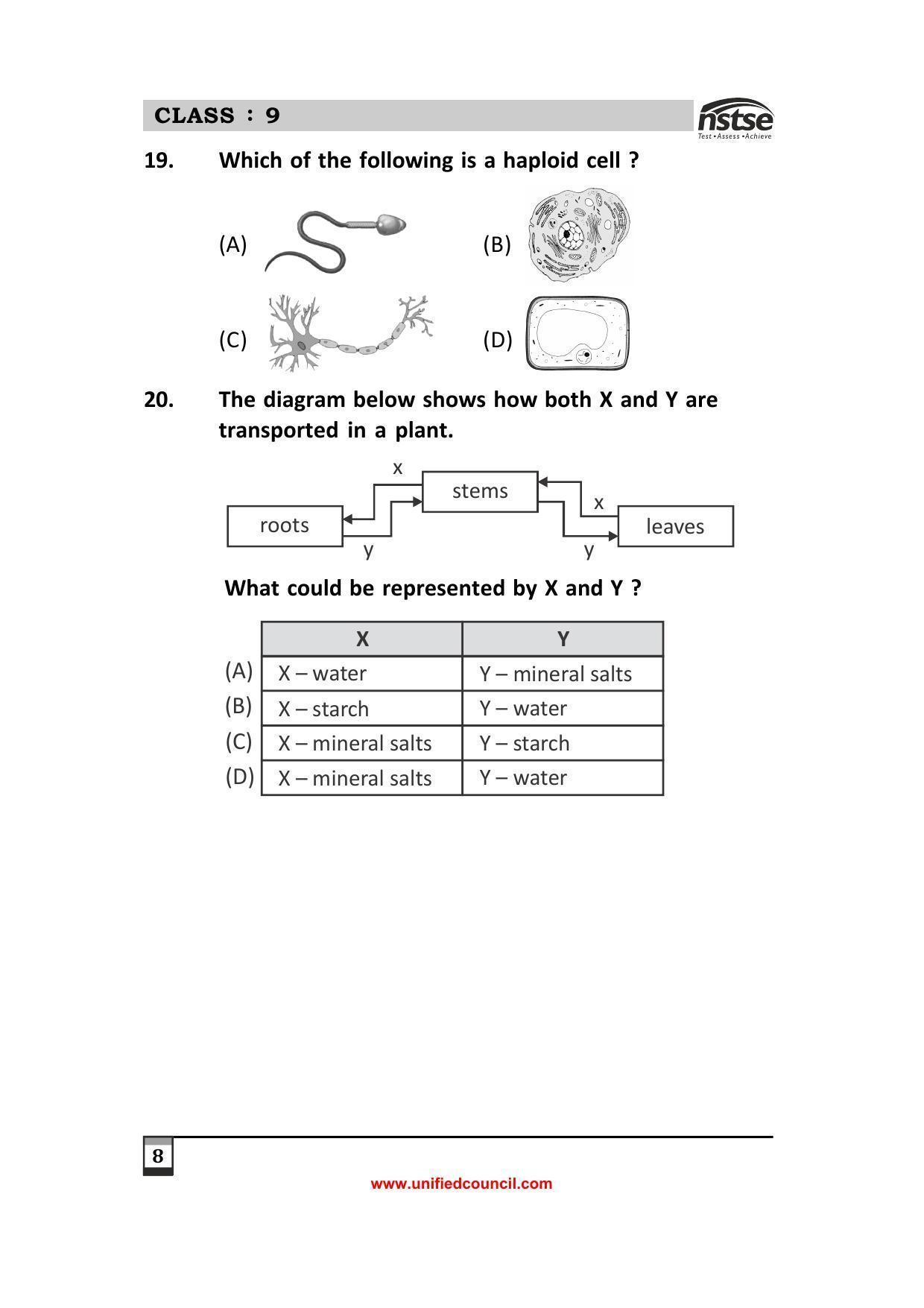 2023 Class 9 NSTSE Sample Question Papers - Page 8