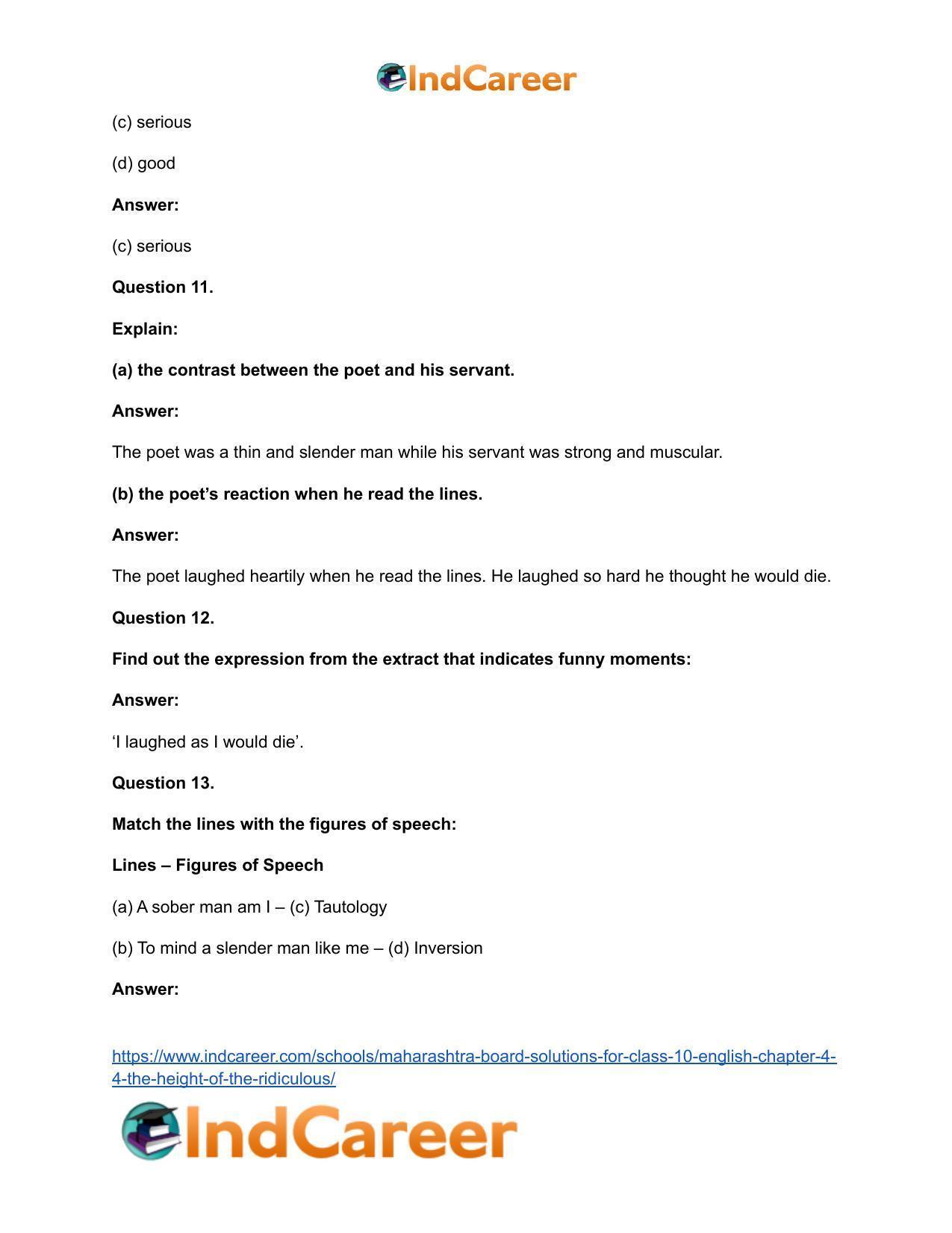 Maharashtra Board Solutions for Class 10- English: Chapter 4.4- The Height of the Ridiculous - Page 13